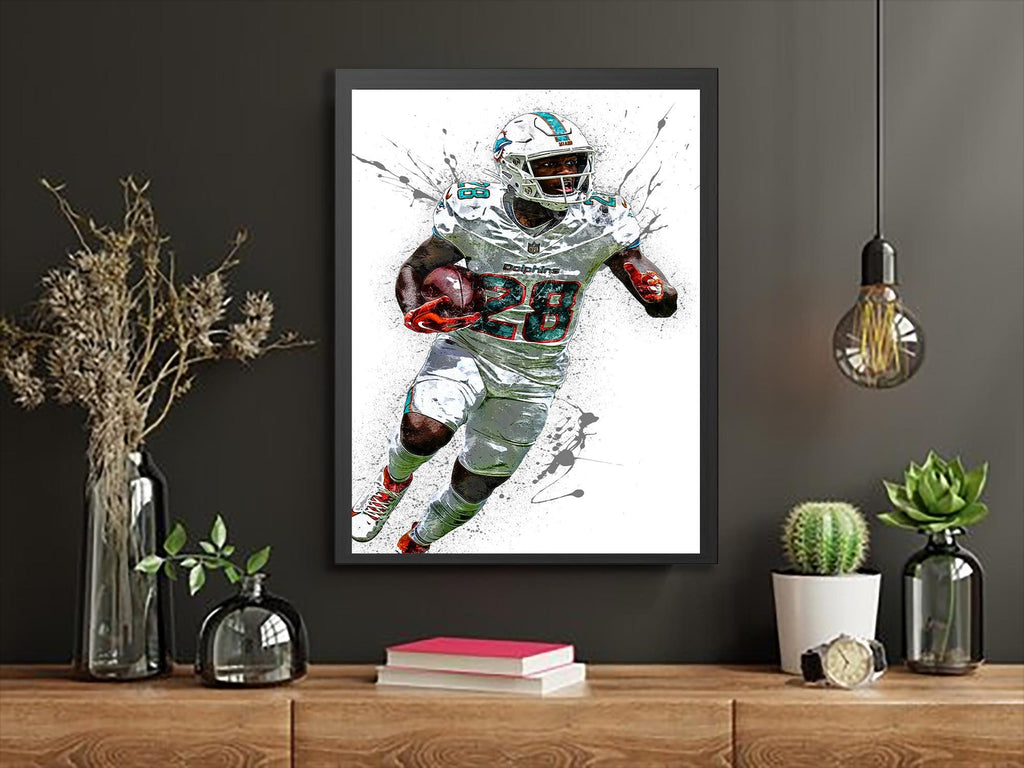 De’Von Achane Miami Dolphins Poster: Fine Art Canvas Wrap