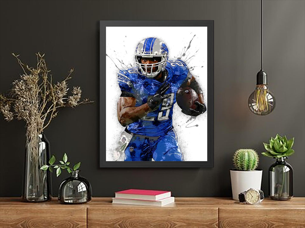 Adrian Peterson Poster, Detroit Lions, Gallery Canvas Wrap or Museum-Quality Poster, Fine Art, Wall Decor for Man Cave, Kids room, Dorm Room