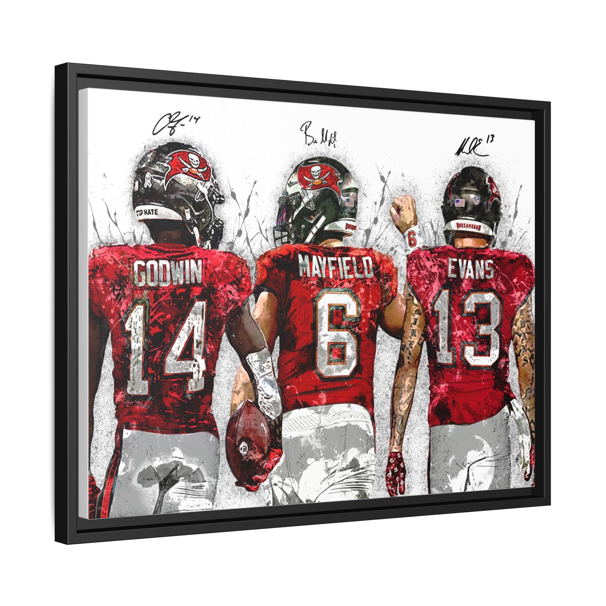 Baker Mayfield, Mike Evans, Chris Godwin Poster, Tampa Bay Buccaneers, Gallery Canvas Wrap, Wall Decor, Man Cave, Kids room, Office