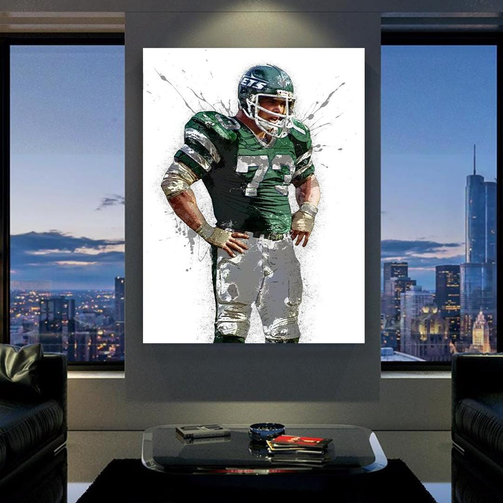 Joe Klecko NY Jets Poster: Fine Art Canvas Wrap, Man Cave Decor