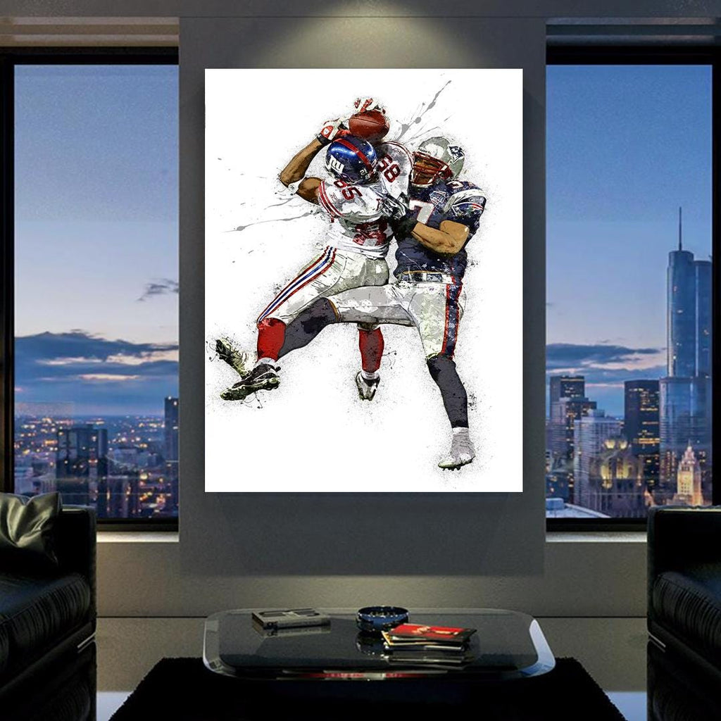 David Tyree, "The Helmet Catch", New York Giants, Gallery Canvas Wrap or Premium Poster, Fine Art, Wall Decor for Man Cave, Kids room
