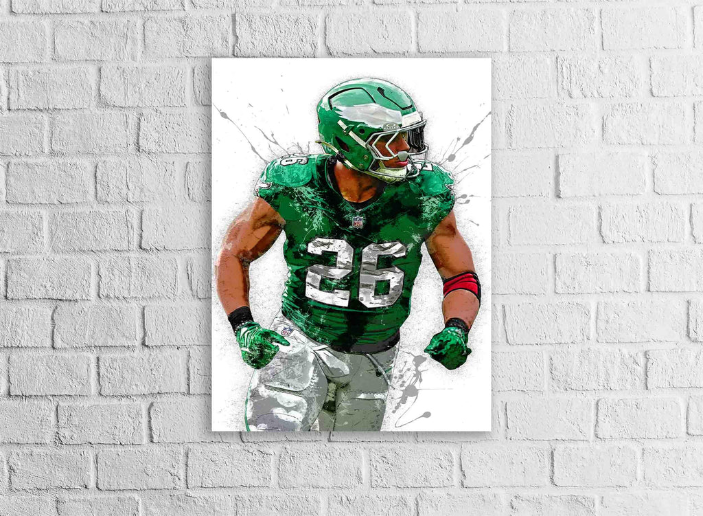 Saquon Barkley Poster, Philadelphia Eagles, Gallery Canvas Wrap or Premium Poster, Fine Art, Man Cave, Kids room