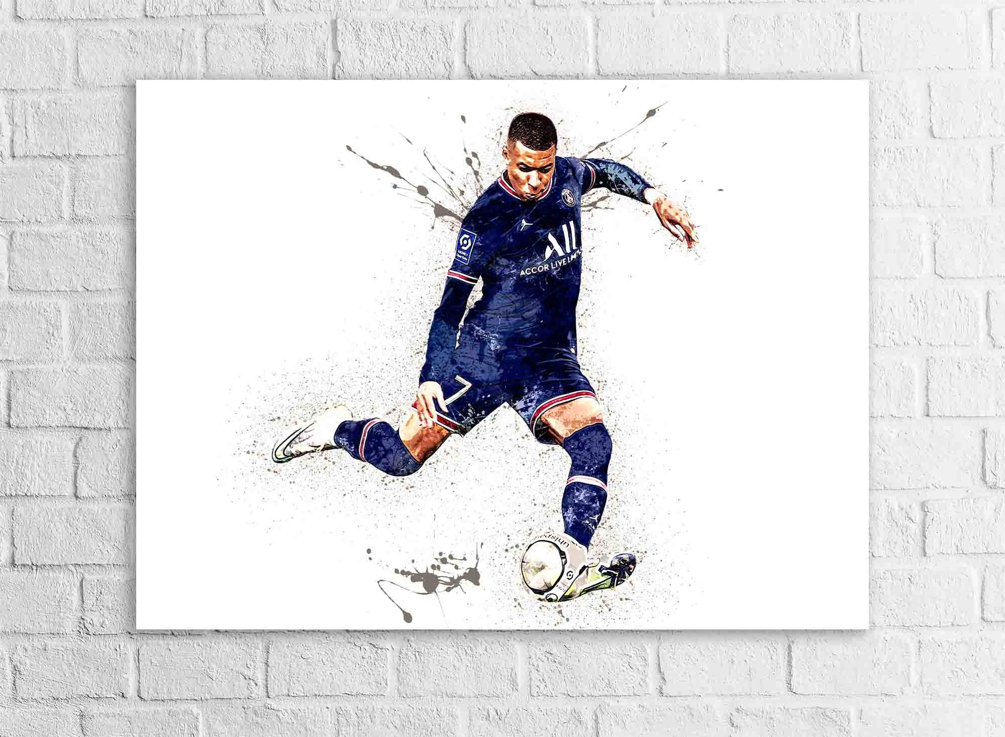 Kylian Mbappe Poster, Gallery Canvas Wrap or Museum-Quality Poster, Wall Decor, Man Cave, Kids room, Office