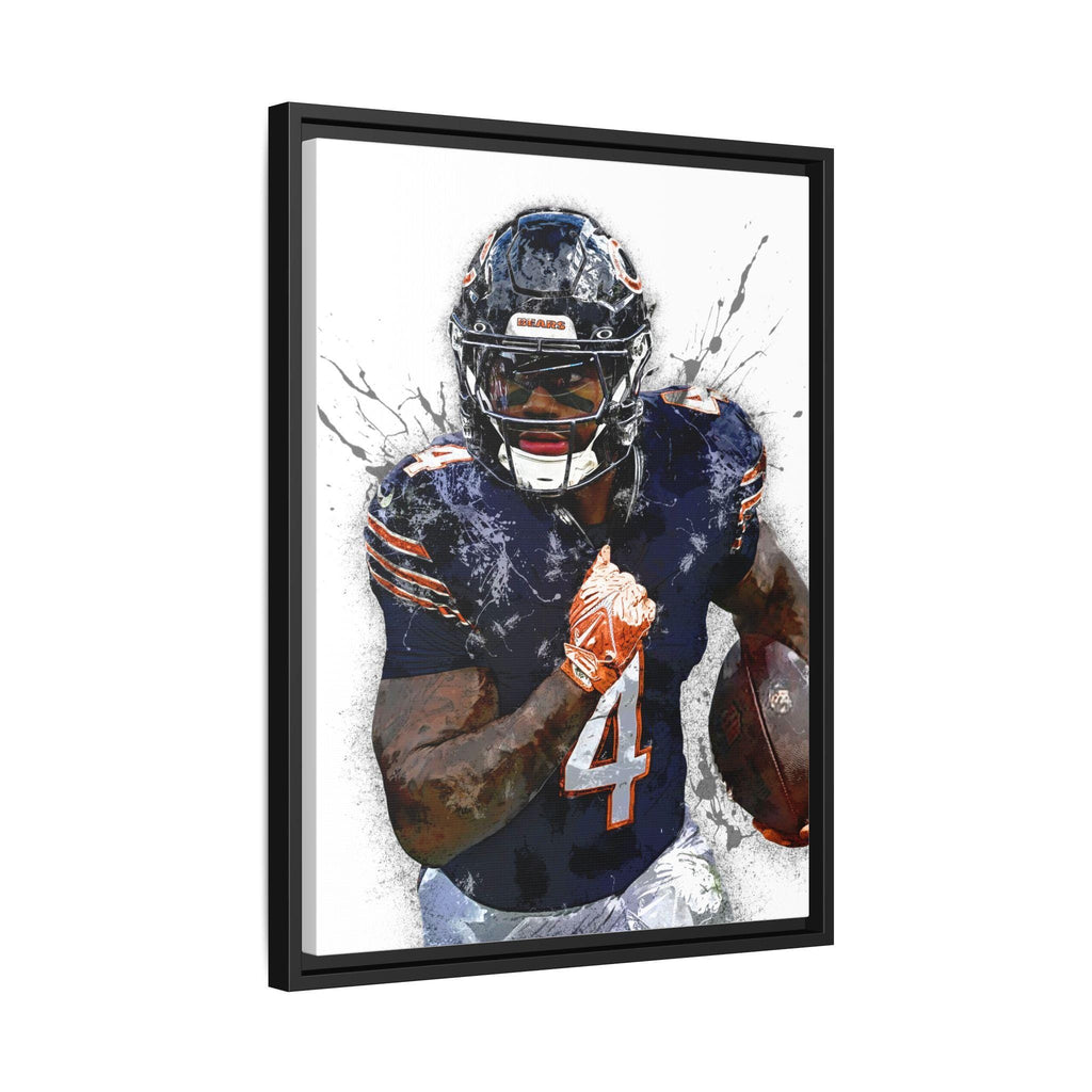 D'Andre Swift Poster, Chicago Bears, Gallery Canvas Wrap or Museum-Quality Poster, Fine Art, Wall Decor for Man Cave, Kids room