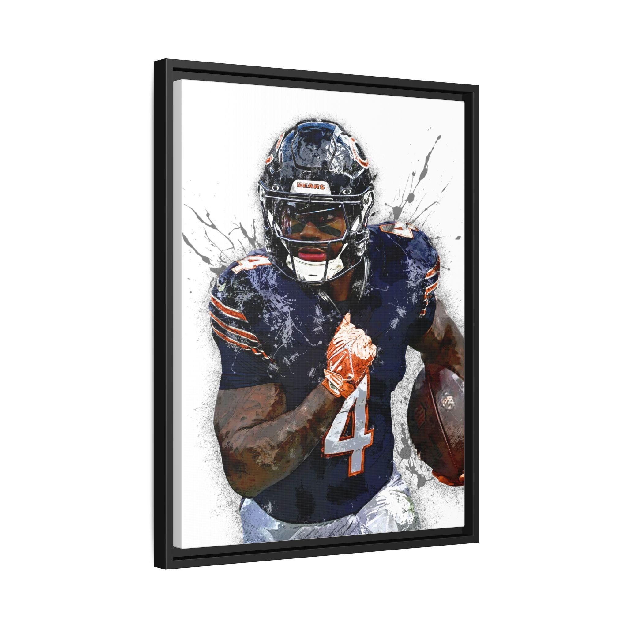 D'Andre Swift Poster, Chicago Bears, Gallery Canvas Wrap or Museum-Quality Poster, Fine Art, Wall Decor for Man Cave, Kids room