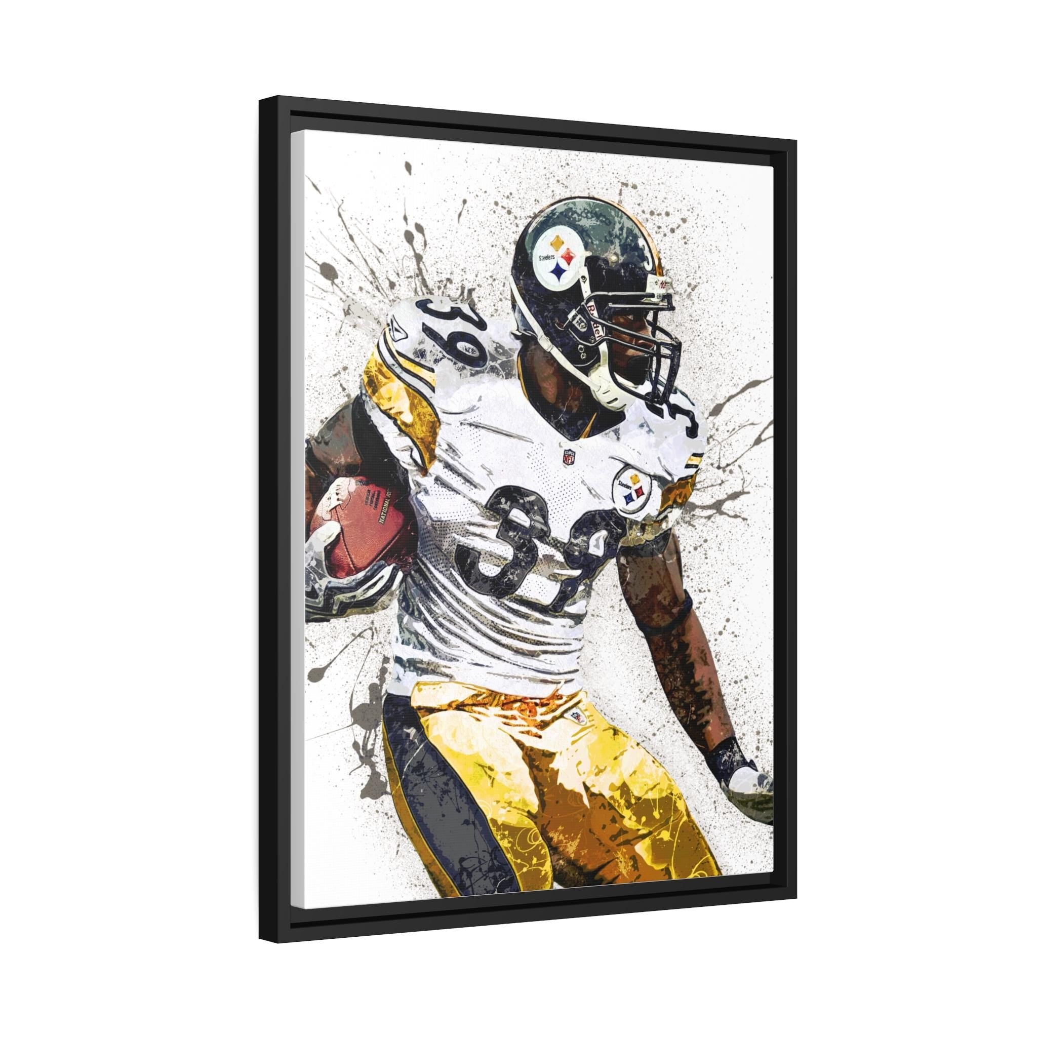 Willie Parker Poster, Pittsburgh Steelers, Gallery Canvas Wrap or Museum-Quality Poster, Fine Art, Wall Decor for Man Cave, Kids room, Dorm