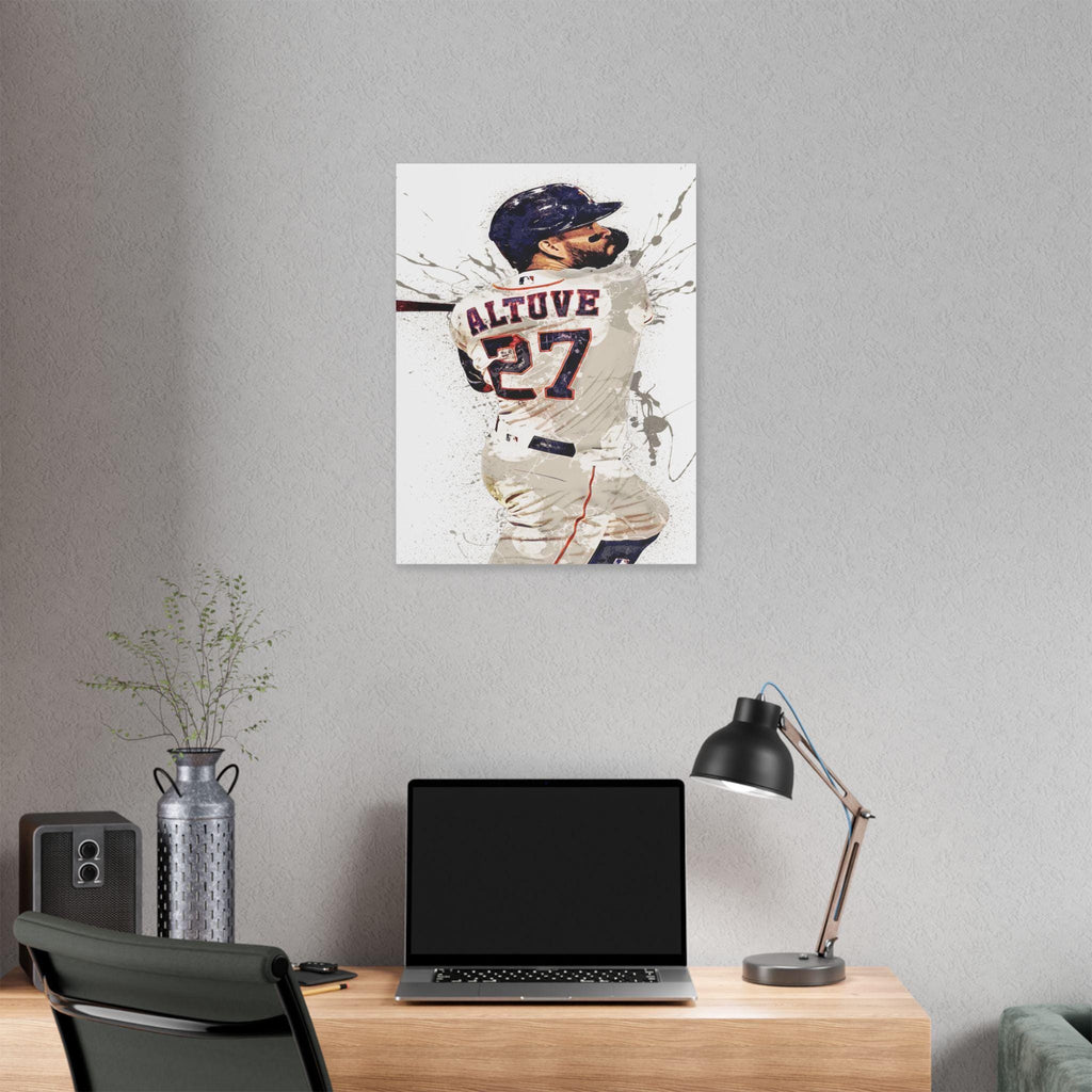 Jose Altuve Poster, Houston Astros, Gallery Canvas Wrap or Museum-Quality Poster Print, Fine Art, Man Cave, Office or Kids Room