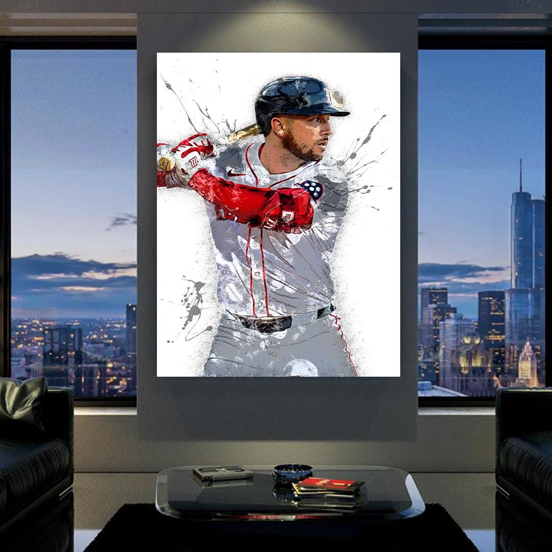 Alex Bregman Poster, Boston Red Sox, Gallery Canvas Wrap or Museum-Quality Poster Print, Fine Art, Man Cave, Office or Kids Room