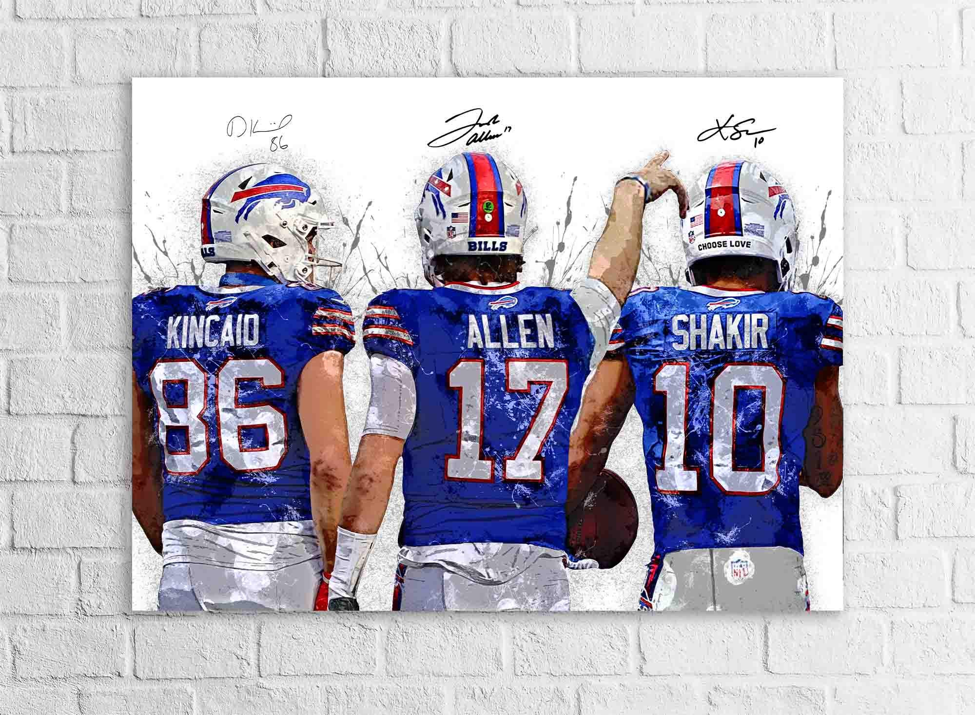 Josh Allen, Dalton Kincaid, Khalil Shakir, Buffalo Bills, Gallery Canvas Wrap or Museum-Quality Poster, Fine Art, Man Cave, Kids room