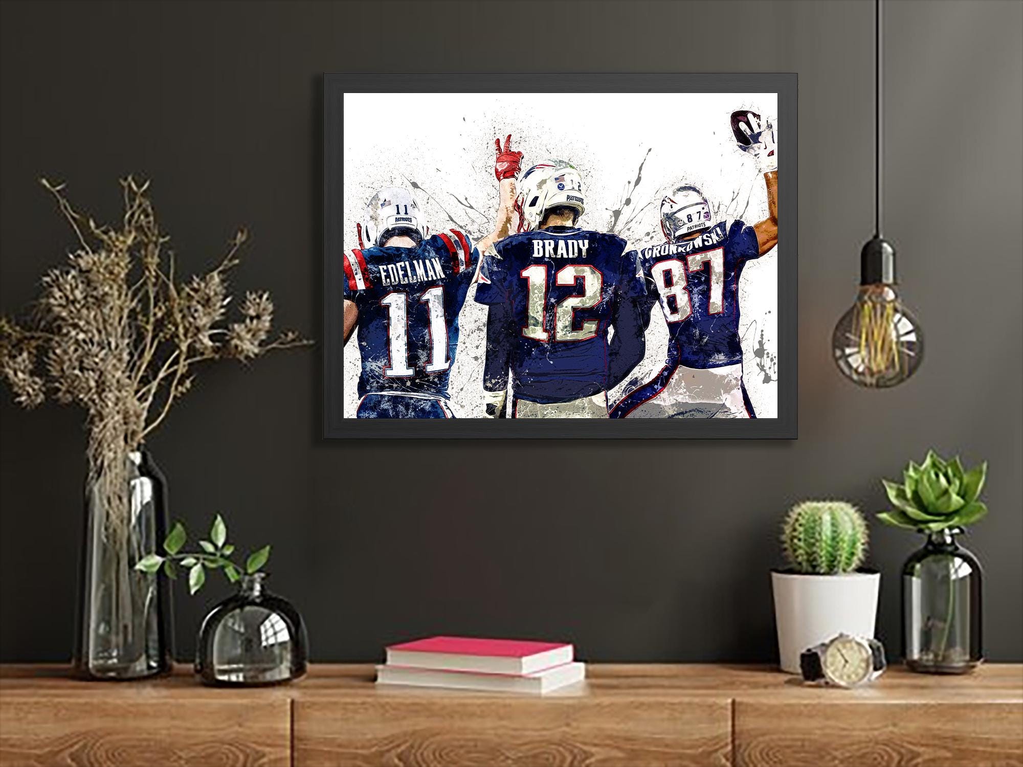 Tom Brady, Rob Gronkowski, Julian Edelman, New England Patriots, Gallery Canvas Wrap, Museum-Quality Poster, Man Cave, Kids room, Dorm Room