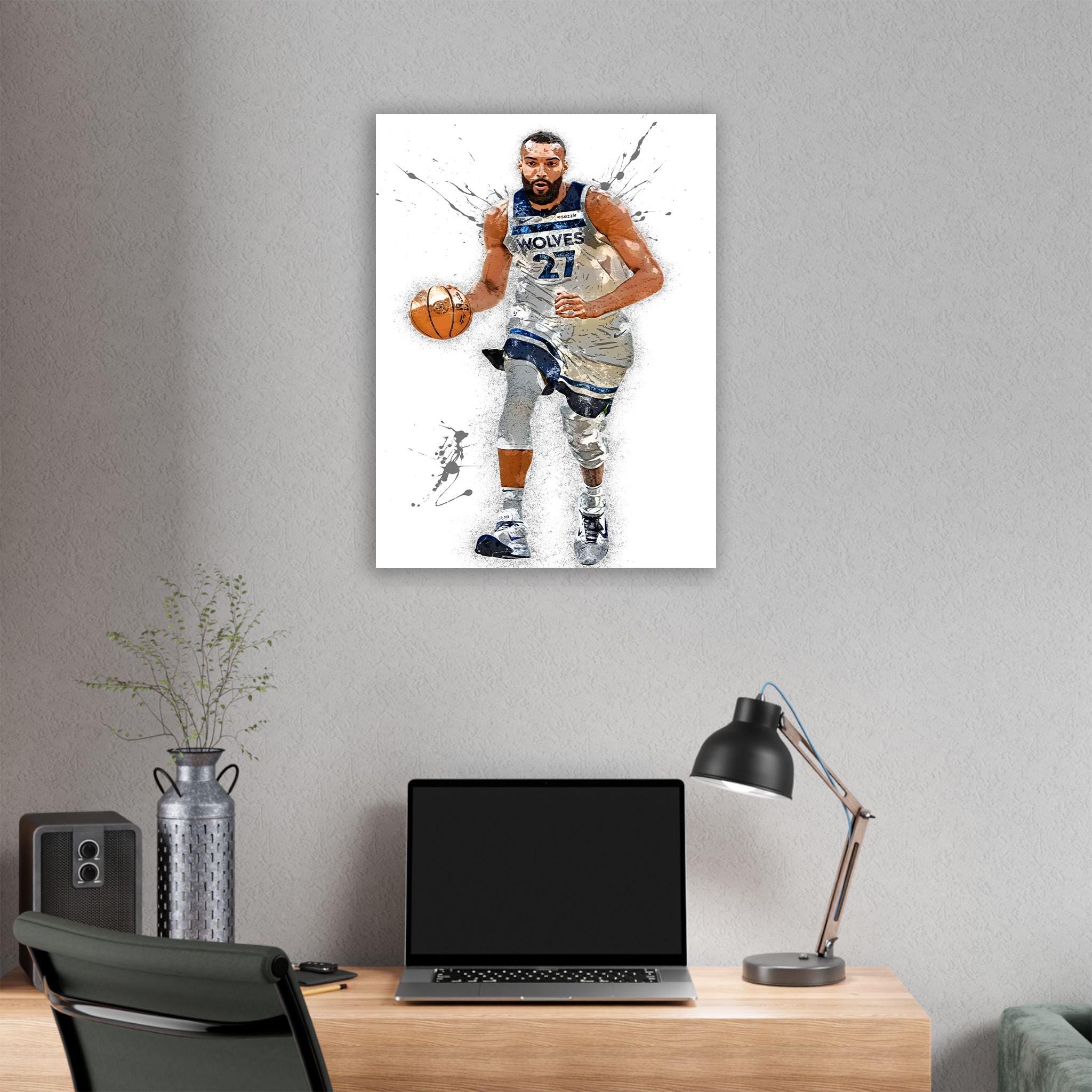 Rudy Gobert Poster, Minnesota Timberwolves, Gallery Canvas Wrap or Museum-Quality Poster, Fine Art, Man Cave, Kids room, Dorm Room