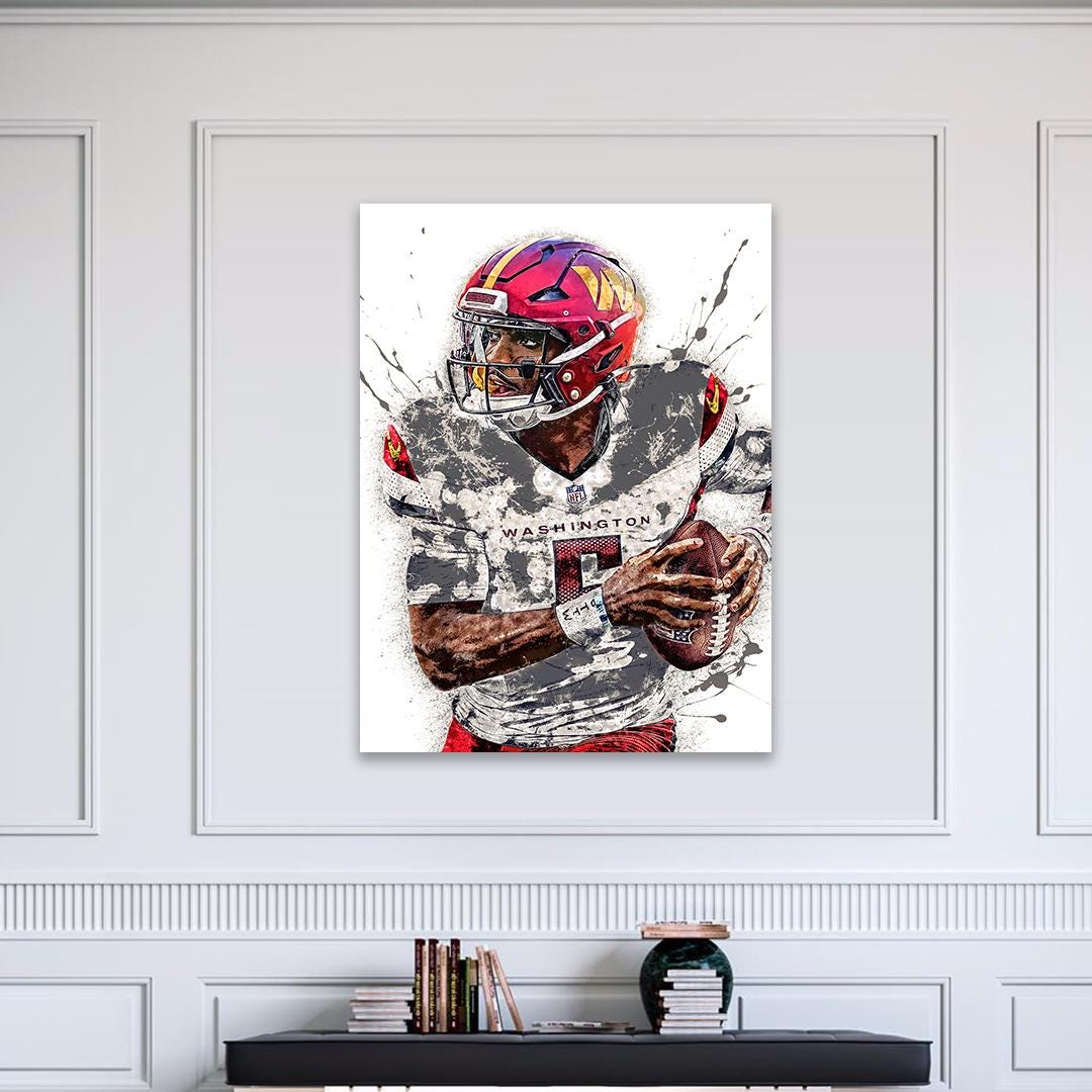 Jayden Daniels Poster, Washington Commanders, Gallery Canvas Wrap or Premium Poster, Fine Art, Man Cave, Kids room, Office