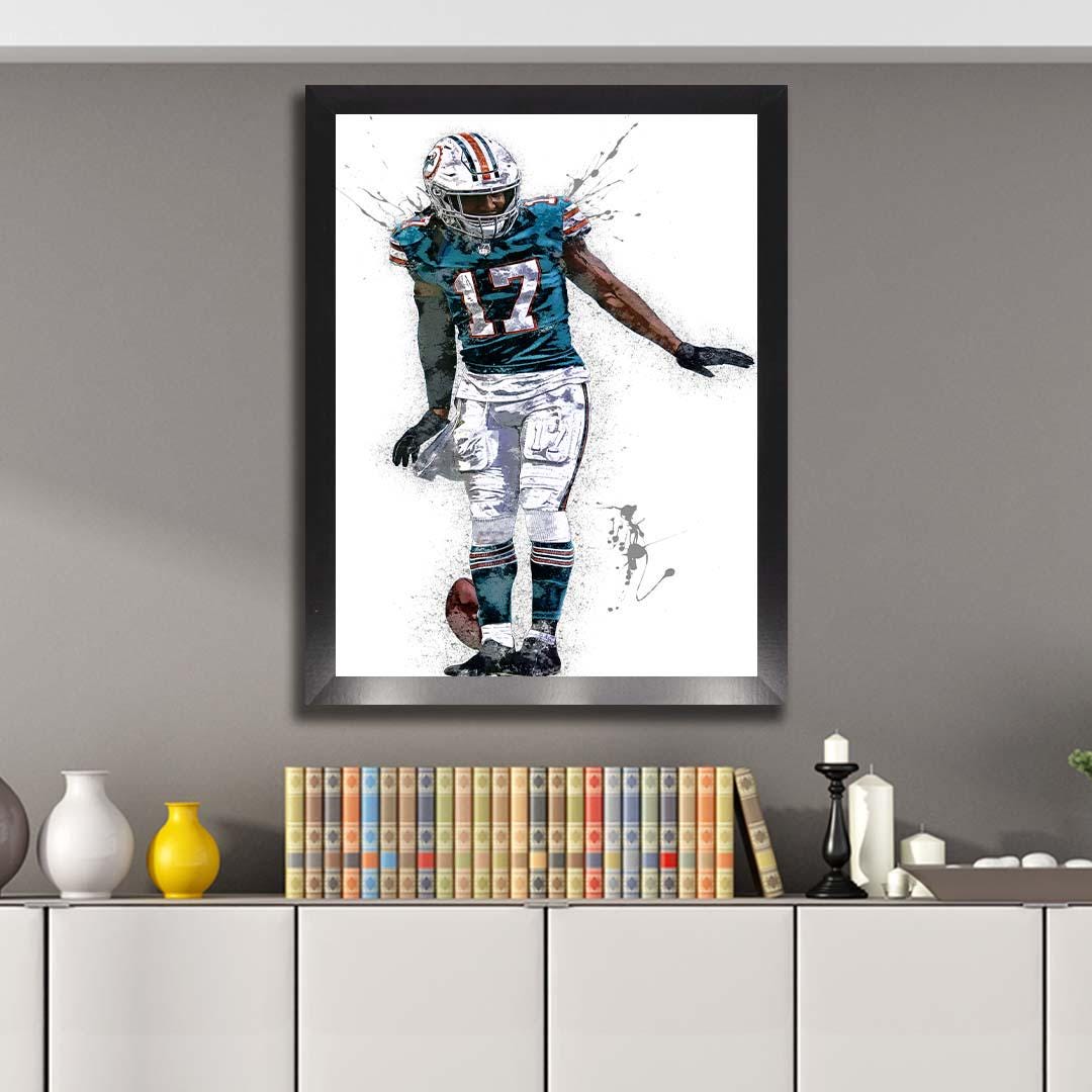 Jaylen Waddle Poster, "Touchdown Dance", Miami Dolphins, Gallery Canvas Wrap or Premium Poster, Fine Art, Man Cave, Kids room