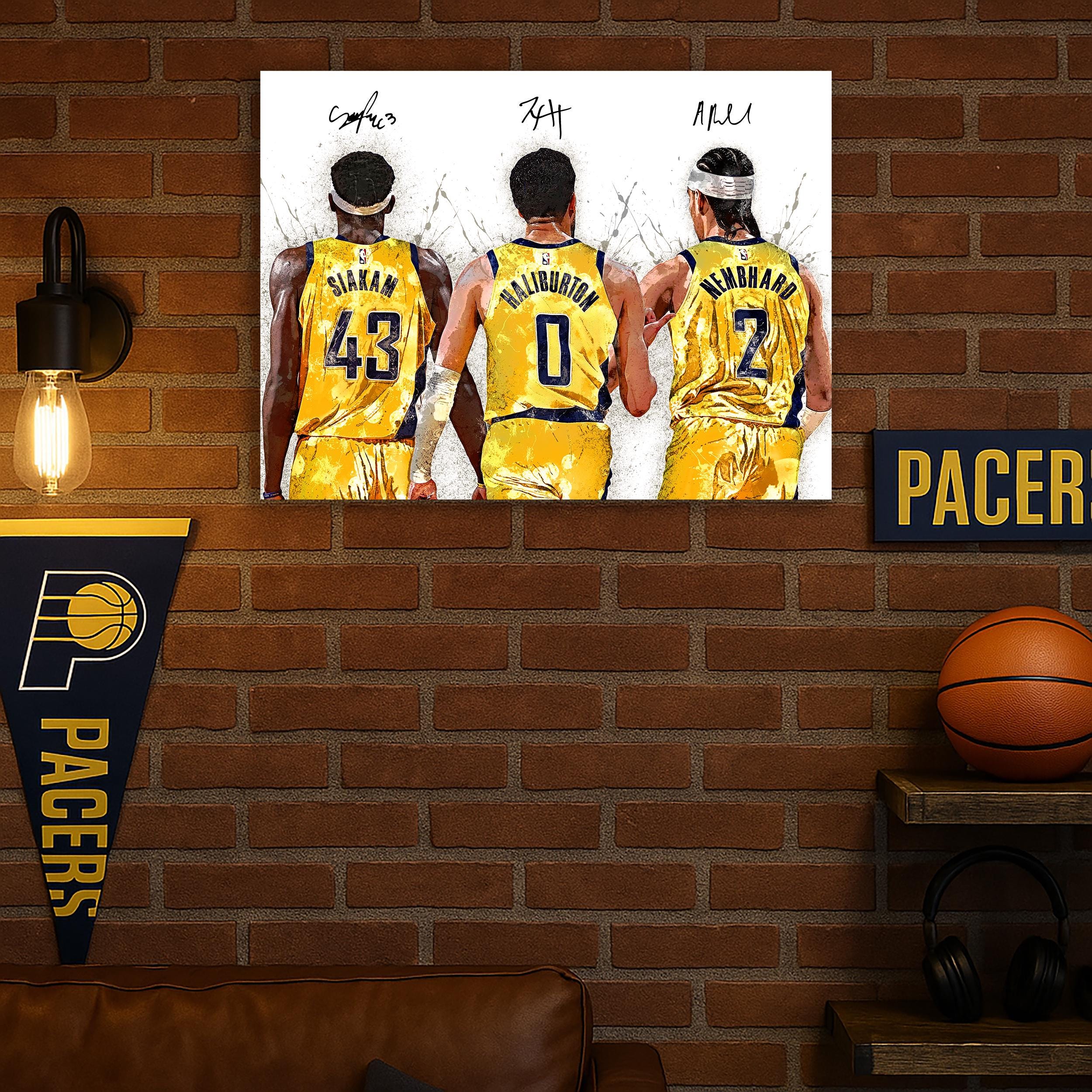 Tyrese Haliburton, Pascal Siakam, Andrew Nembhard, Indiana Pacers, Gallery Canvas Wrap, Premium Poster, Man Cave, Kids room, Office