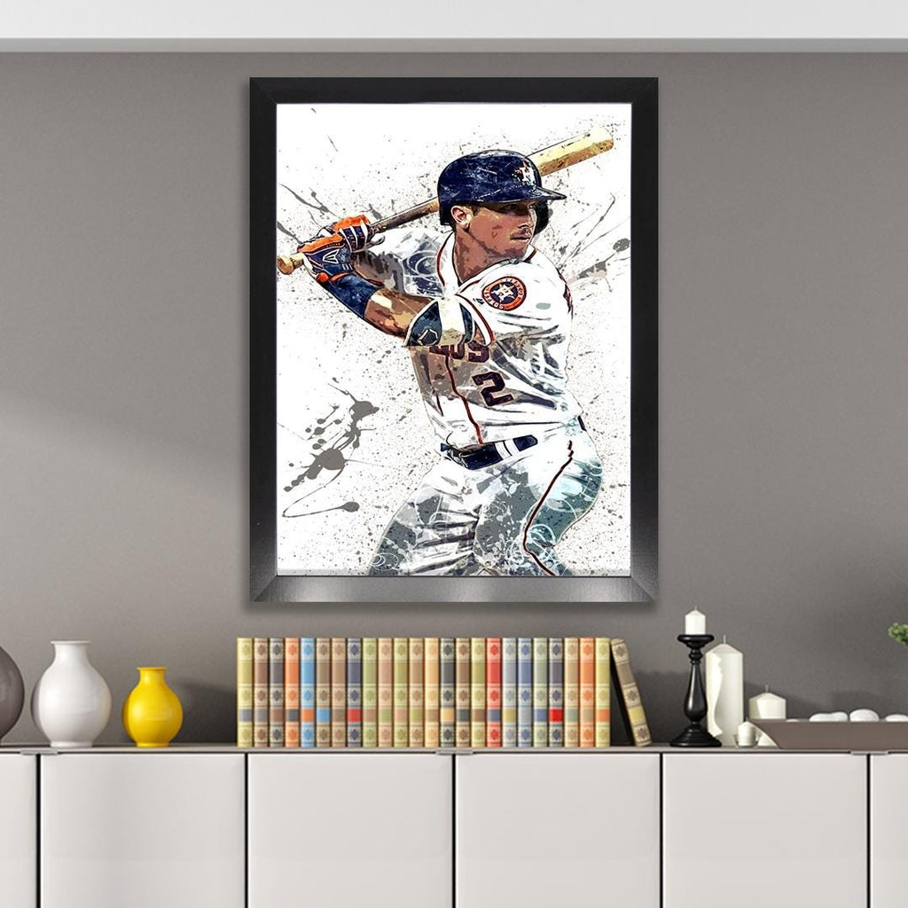 Alex Bregman Poster, Houston Astros, Gallery Canvas Wrap or Museum-Quality Poster Print, Fine Art, Man Cave, Office or Kids Room