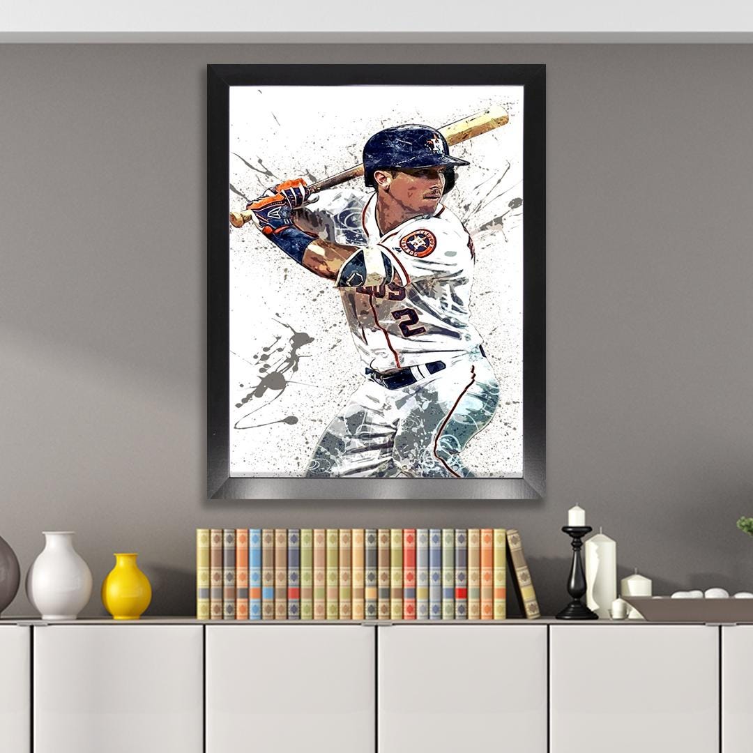 Alex Bregman Poster, Houston Astros, Gallery Canvas Wrap or Museum-Quality Poster Print, Fine Art, Man Cave, Office or Kids Room