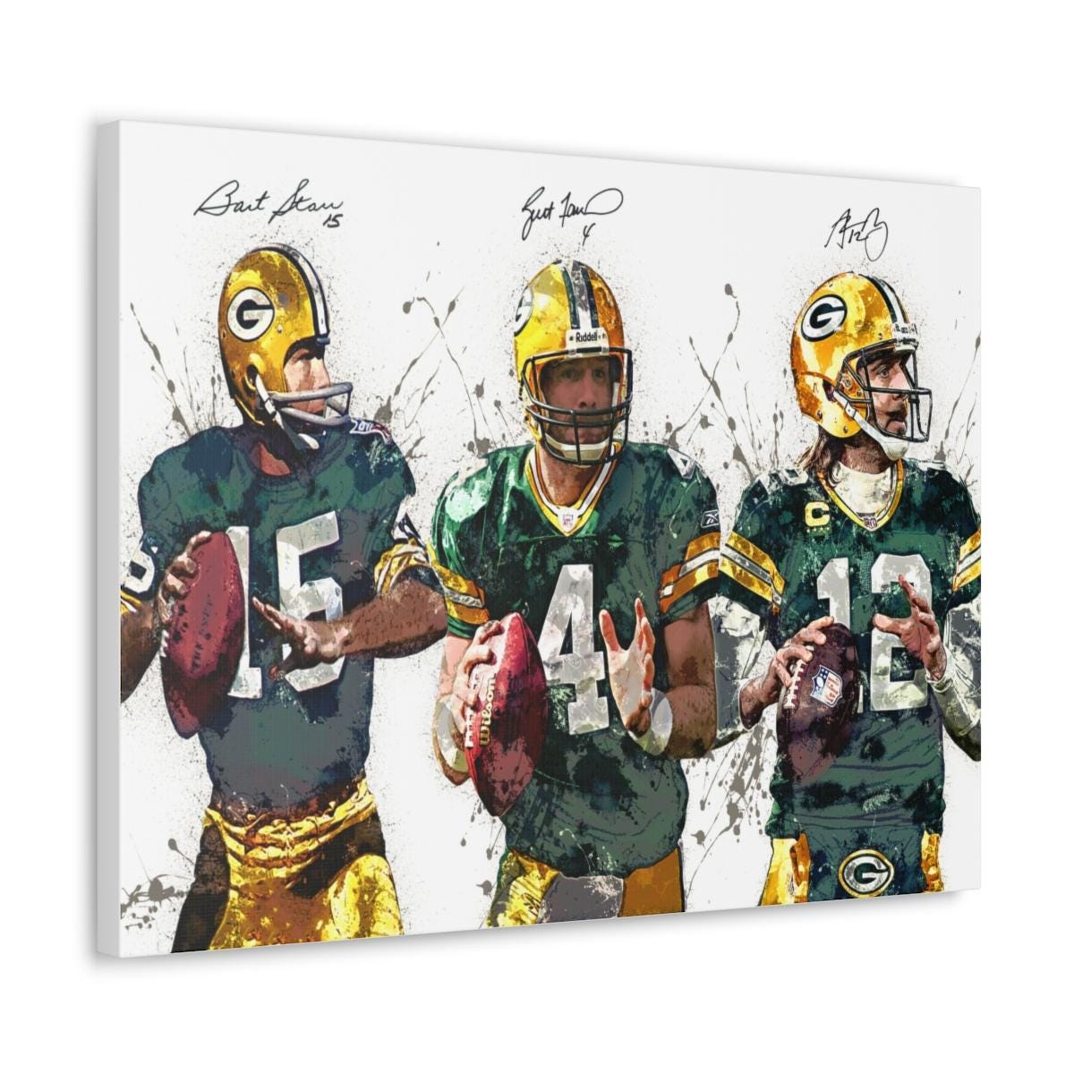 Aaron Rodgers, Brett Favre, Bart Starr Green bay Packers, Gallery Canvas Wrap or Museum-Quality Poster, Man Cave, Kids room