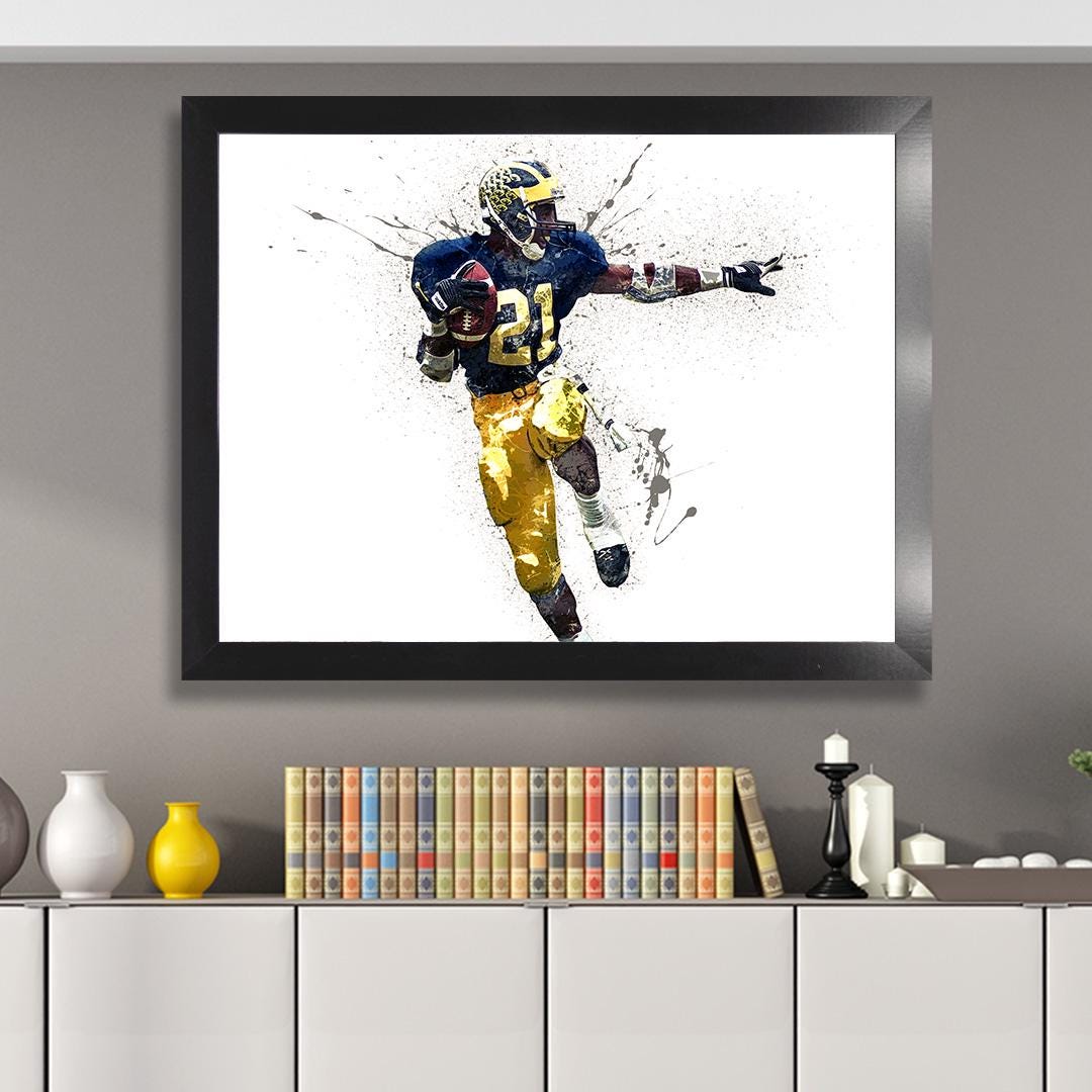 Desmond Howard Poster, Michigan, Gallery Canvas Wrap or Museum-Quality Poster, Fine Art, Wall Decor for Man Cave, Kids room