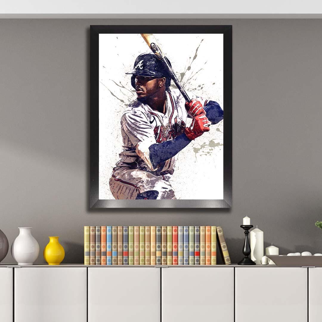 Ozzie Albies Poster, Atlanta Braves, Gallery Canvas Wrap, Fine Art, Wall Decor for Man Cave, Kids room, Dorm Room
