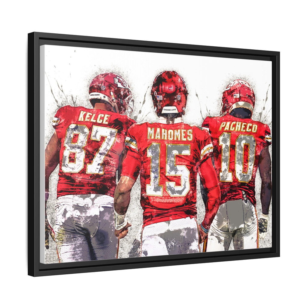 Patrick Mahomes, Travis Kelce, Isiah Pacheco, Kansas City Chiefs, Gallery Canvas Wrap or Premium Poster Print, Fine Art, Man Cave, Kids room
