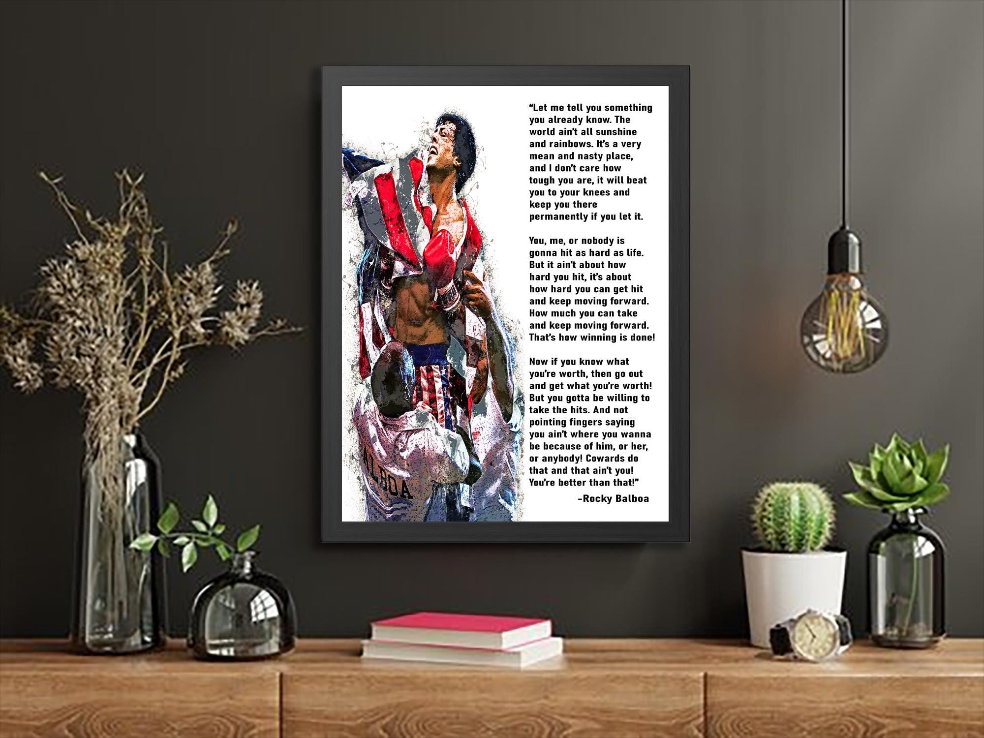 Rocky Balboa Poster, Movie Quote, Gallery Canvas Wrap or Premium Poster, Gym Room, Fine Art Quality, Man Cave, Office, Kids room, Gym Room