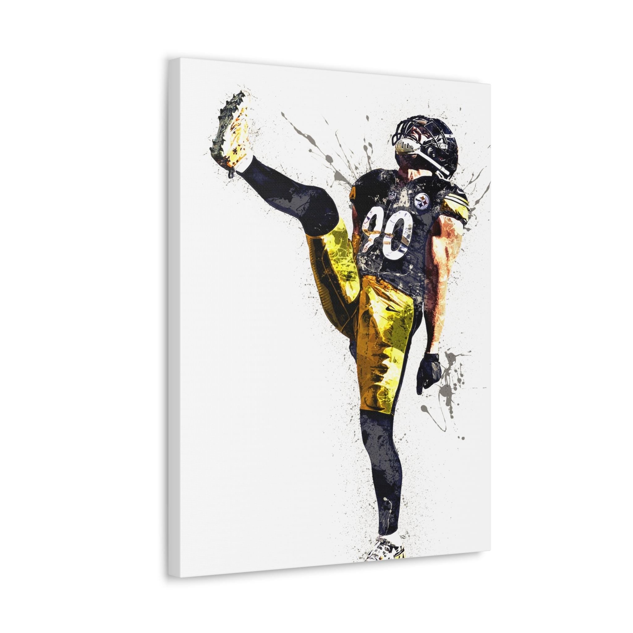 TJ Watt, Pittsburgh Steelers, Gallery Canvas Wrap or Museum-Quality Poster, Fine Art, Wall Decor for Man Cave, Kids room, Dorm