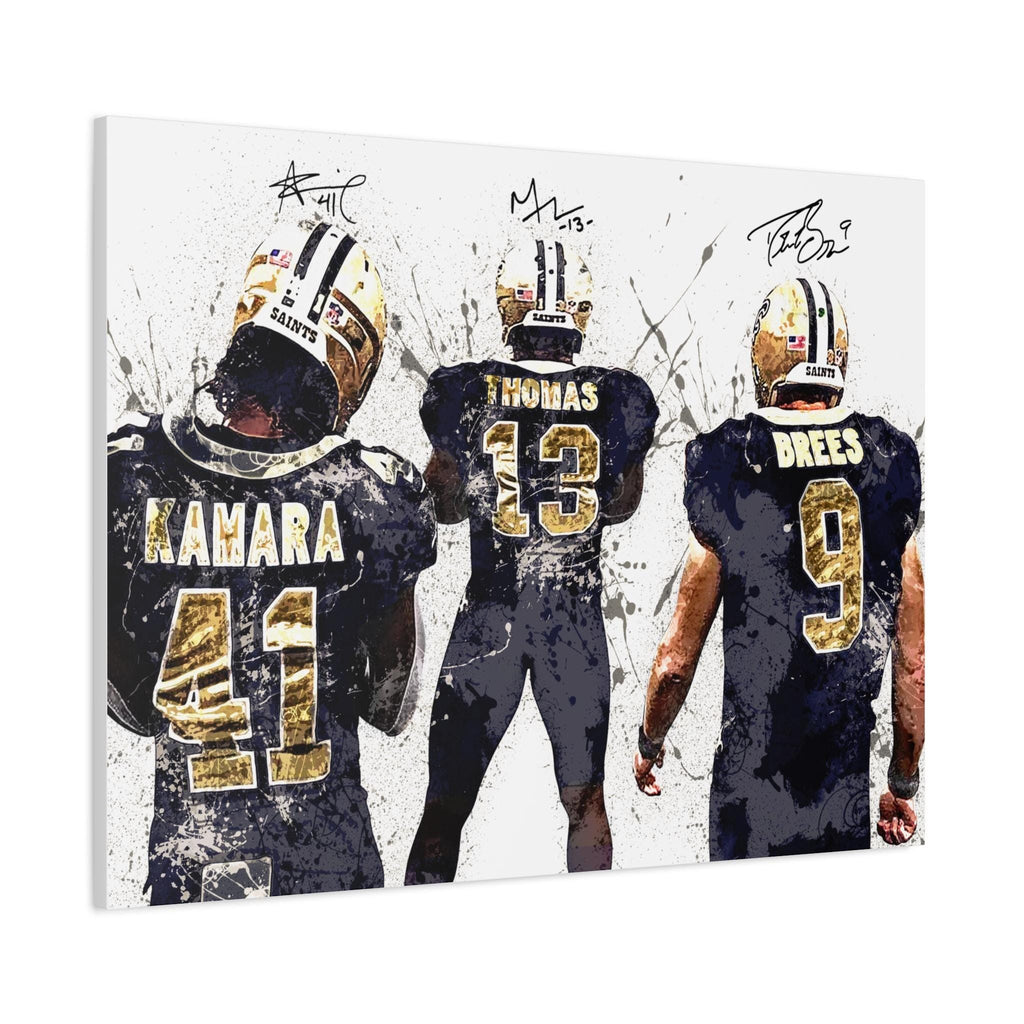 Drew Brees, Alvin Kamara, Michael Thomas, New Orleans Saints, Gallery Canvas Wrap or Premium Poster, Fine Art, Man Cave, Kids room