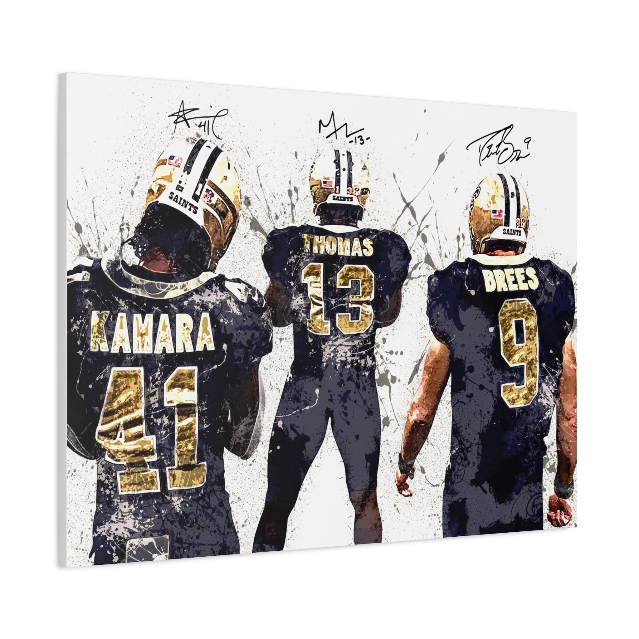 Drew Brees, Alvin Kamara, Michael Thomas, New Orleans Saints, Gallery Canvas Wrap or Premium Poster, Fine Art, Man Cave, Kids room