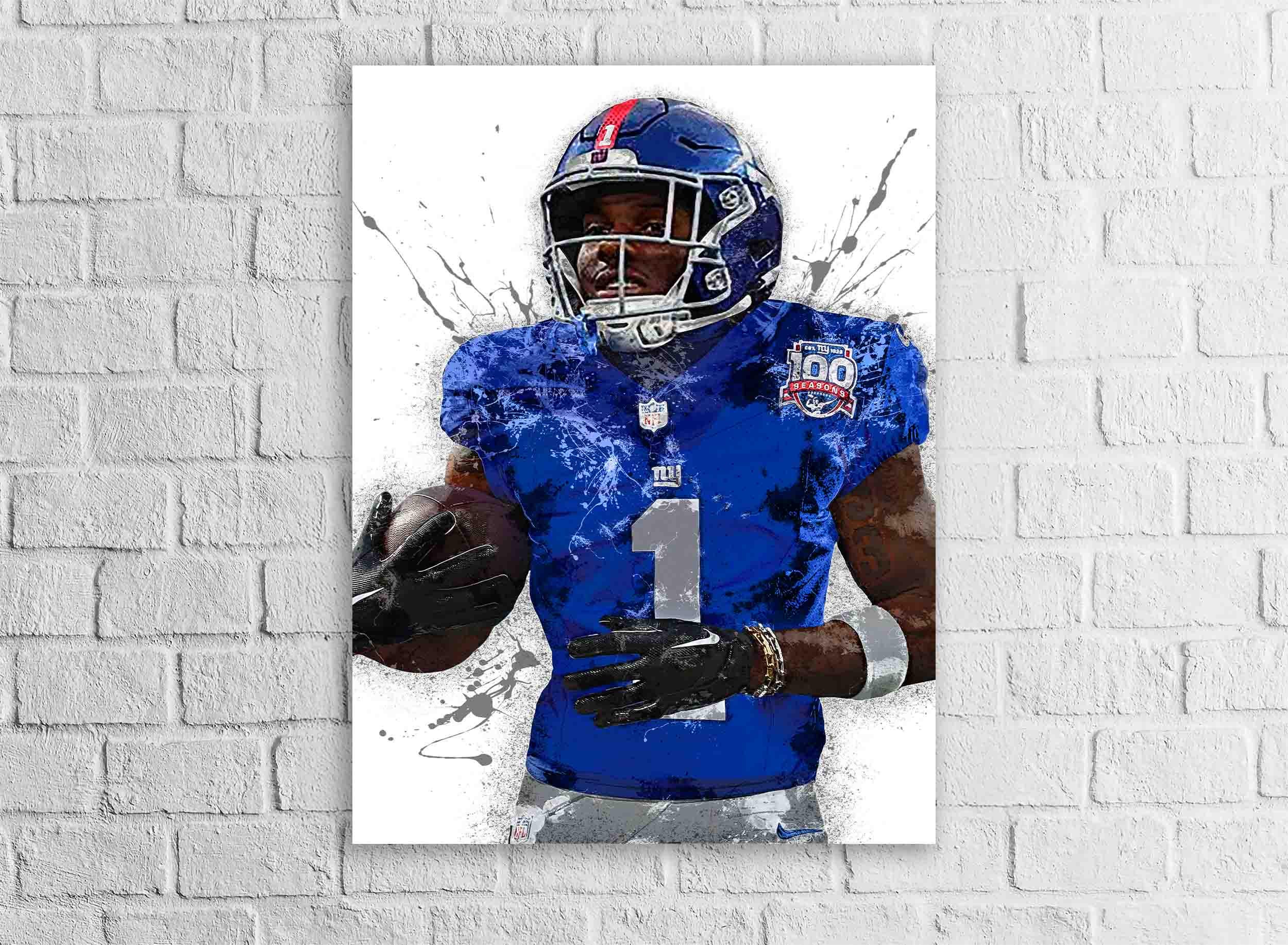 Malik Nabers Poster, New York Giants, Gallery Canvas Wrap or Museum-Quality Poster, Fine Art, Wall Decor for Man Cave, Kids room