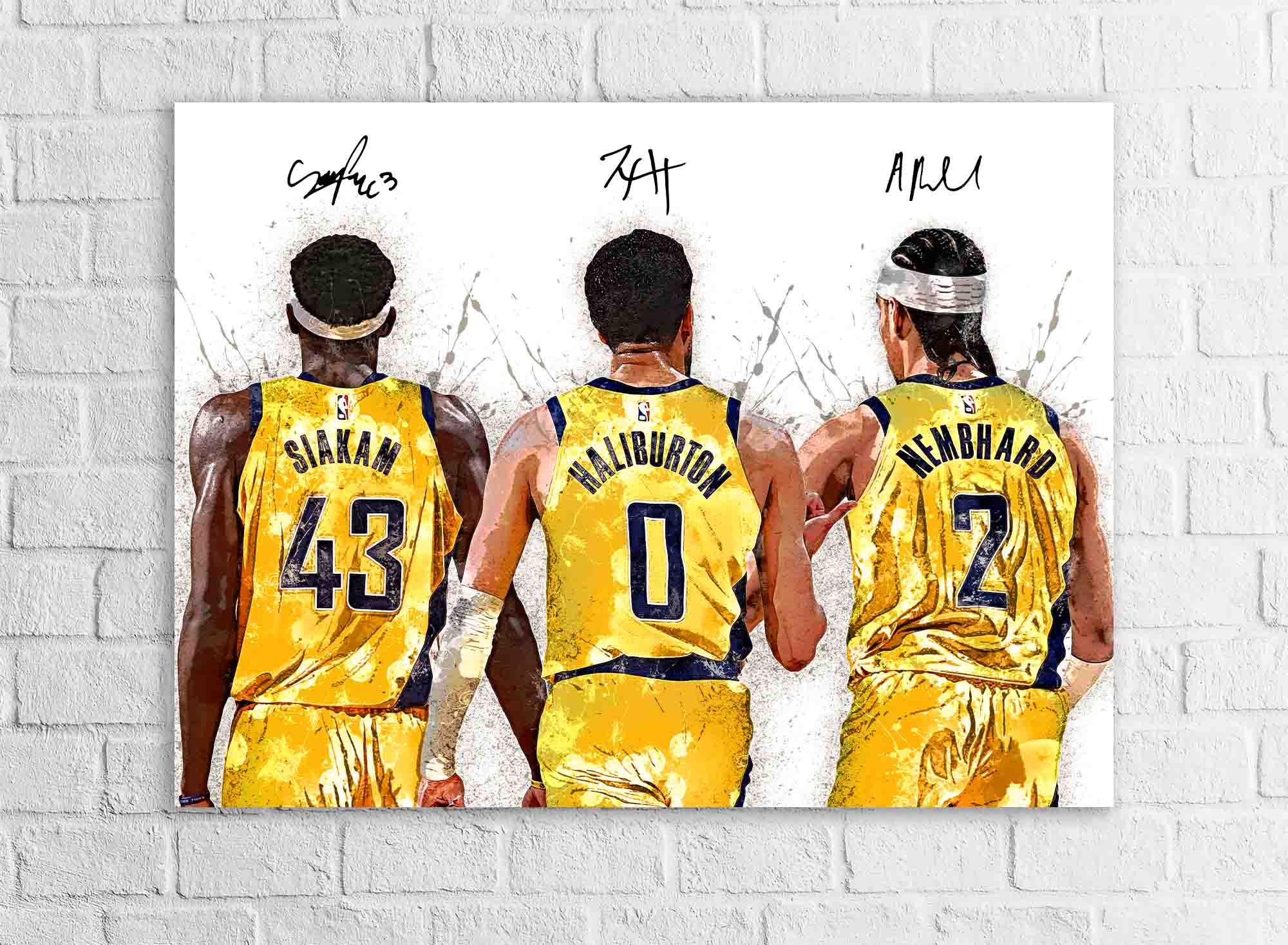 Tyrese Haliburton, Pascal Siakam, Andrew Nembhard, Indiana Pacers, Gallery Canvas Wrap, Premium Poster, Man Cave, Kids room, Office