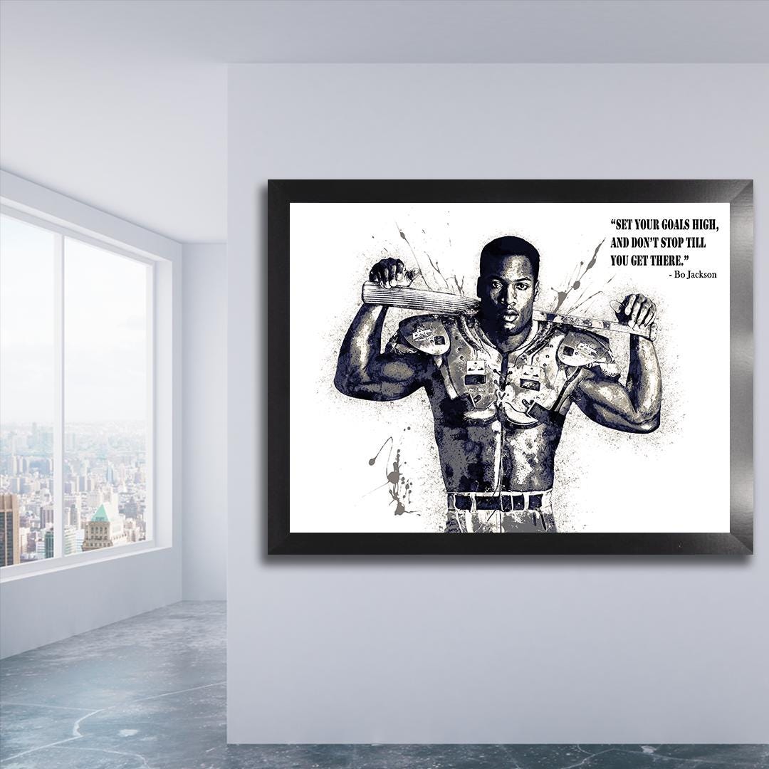 Bo Jackson Poster, Quote, Gallery Canvas Wrap or Museum-Quality Poster, Fine Art, Man Cave, Kids room, Office