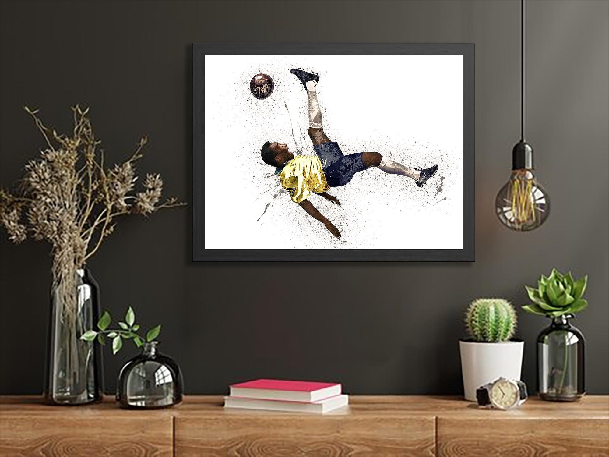 Pele Poster Print, Iconic Kick, Gallery Canvas Wrap or Museum-Quality Poster, Fine Art, Man Cave, Kids room, Dorm Room