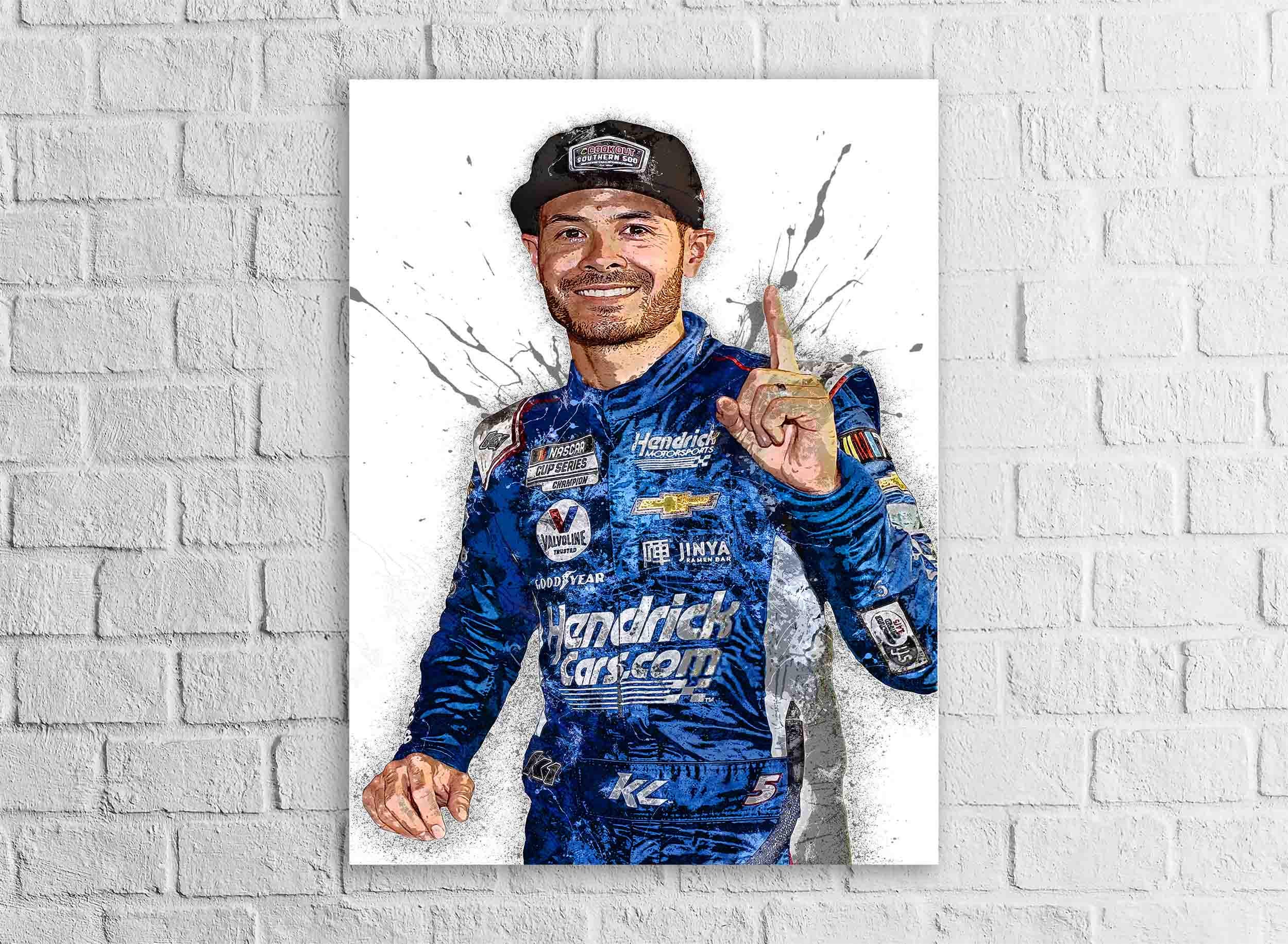 Kyle Larson, Celebration, Nascar, Gallery Canvas Wrap or Museum-Quality Poster, Fine Art, Wall Decor for Man Cave, Kids room, Dorm Room