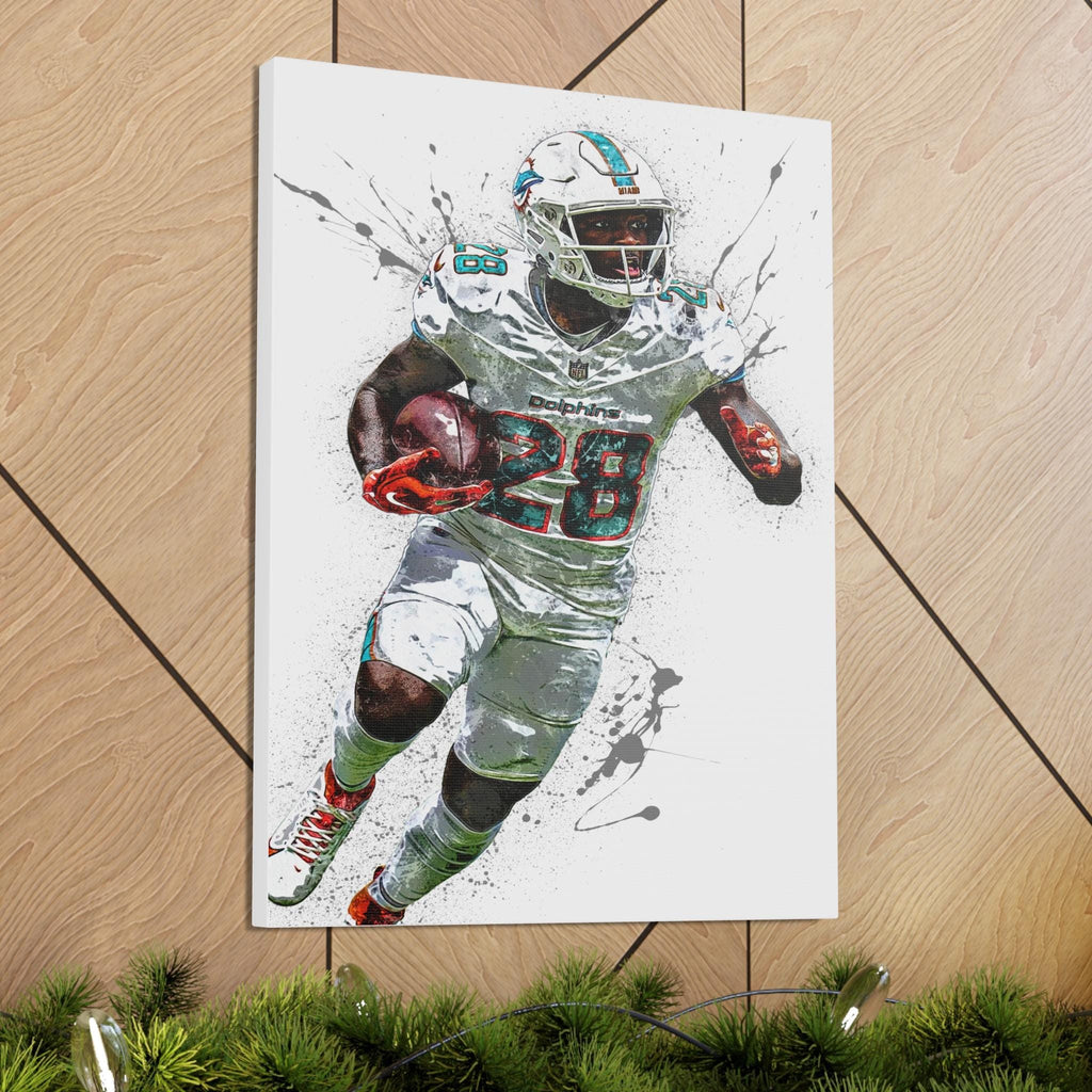 De’Von Achane Miami Dolphins Poster: Fine Art Canvas Wrap