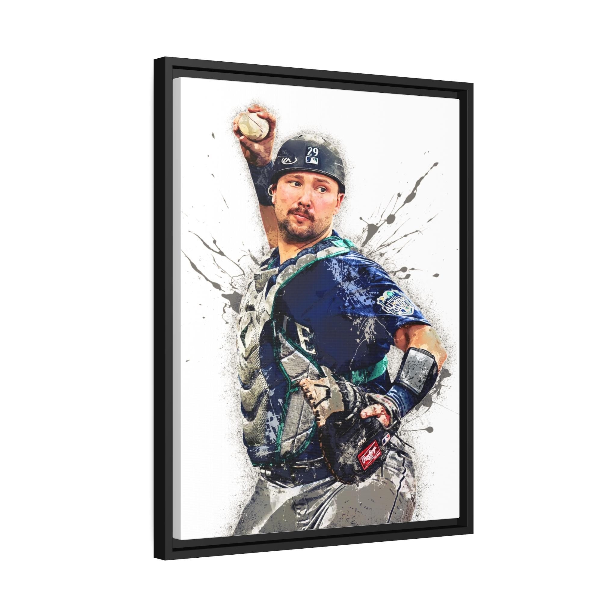 Cal Raleigh Poster, Seattle Mariners, Gallery Canvas Wrap or Premium Poster Print, Man Cave, Kids room, Office, Dorm Room