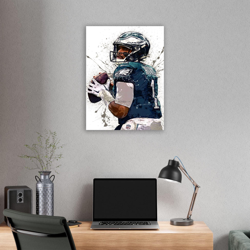 Jalen Hurts Poster, Philadelphia Eagles, Gallery Canvas Wrap or Museum-Quality Poster, Fine Art, Wall Decor for Man Cave, Kids room