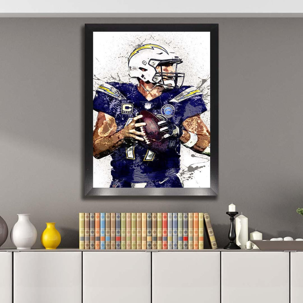 Philip Rivers Poster, Los Angeles Chargers, Gallery Canvas Wrap or Museum-Quality Poster, Fine Art, Man Cave, Kids room