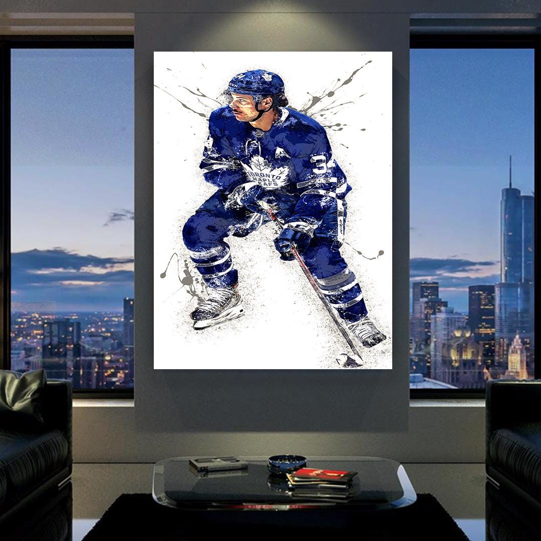 Auston Matthews Poster, Toronto Maple Leafs, Gallery Canvas Wrap or Museum-Quality Poster Print, Man Cave, Office or Kids Room