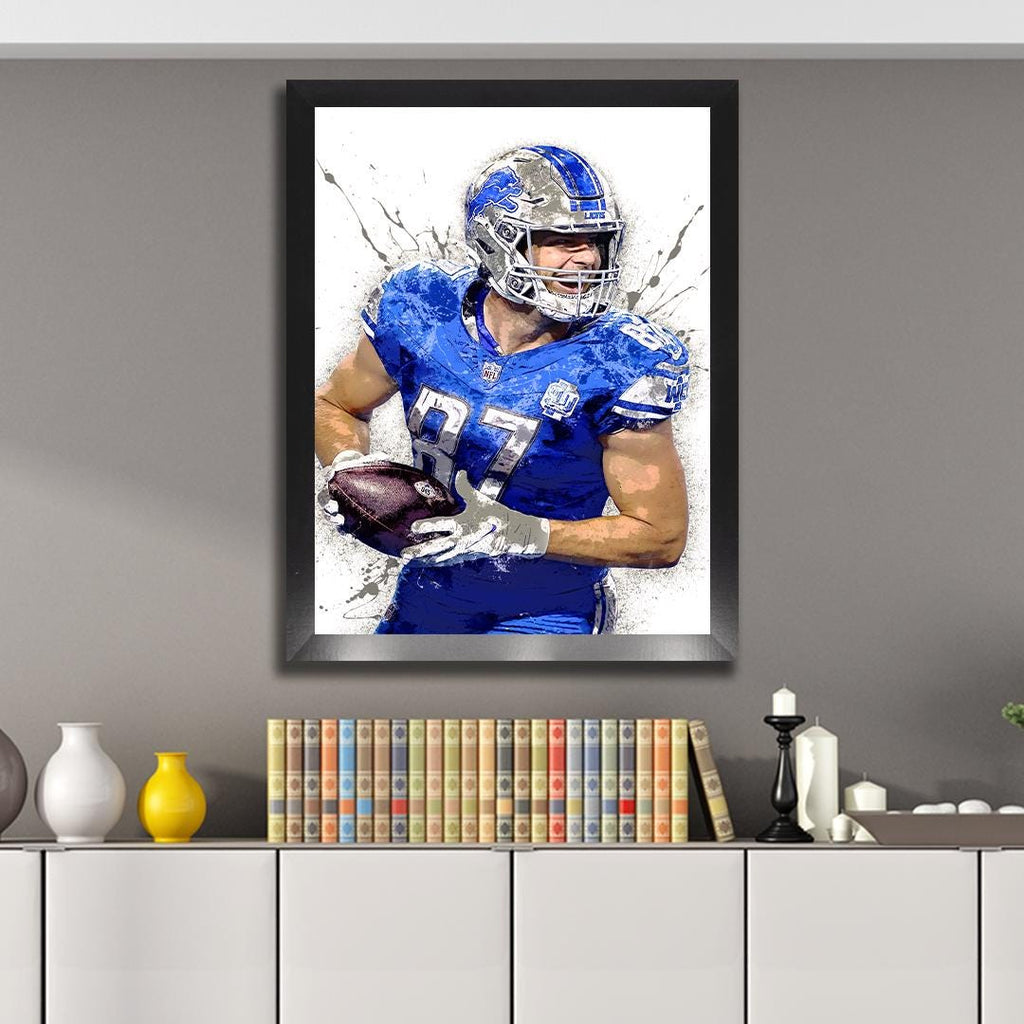 Sam LaPorta Poster, Detroit Lions, Gallery Canvas Wrap, Museum-Quality Poster, Wall Art, Man Cave, Kids room, Office