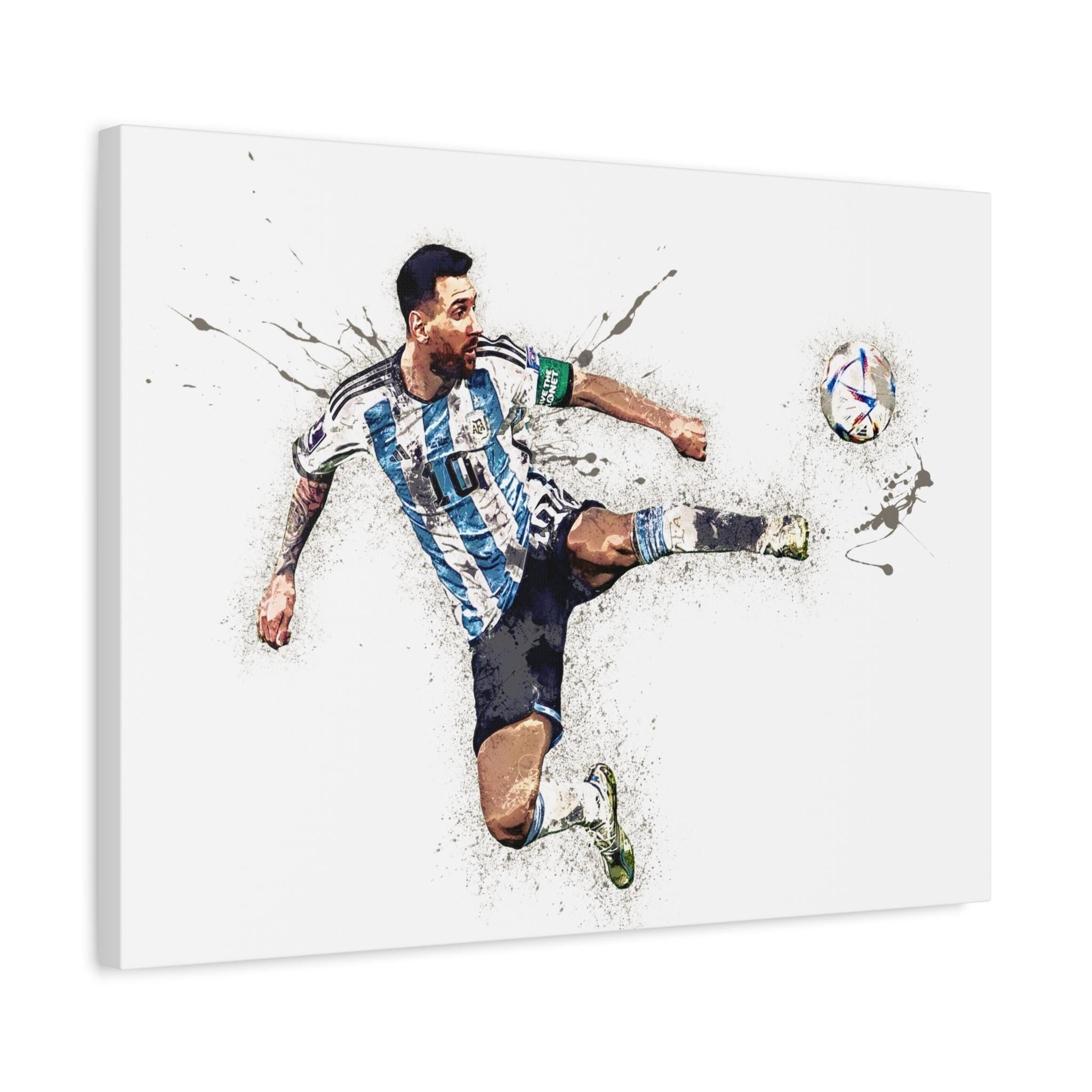 Lionel Messi, Argentina, Canvas Wrap or Museum-Quality Poster, Fine Art, Wall Decor for Man Cave, Kids room, Dorm Room