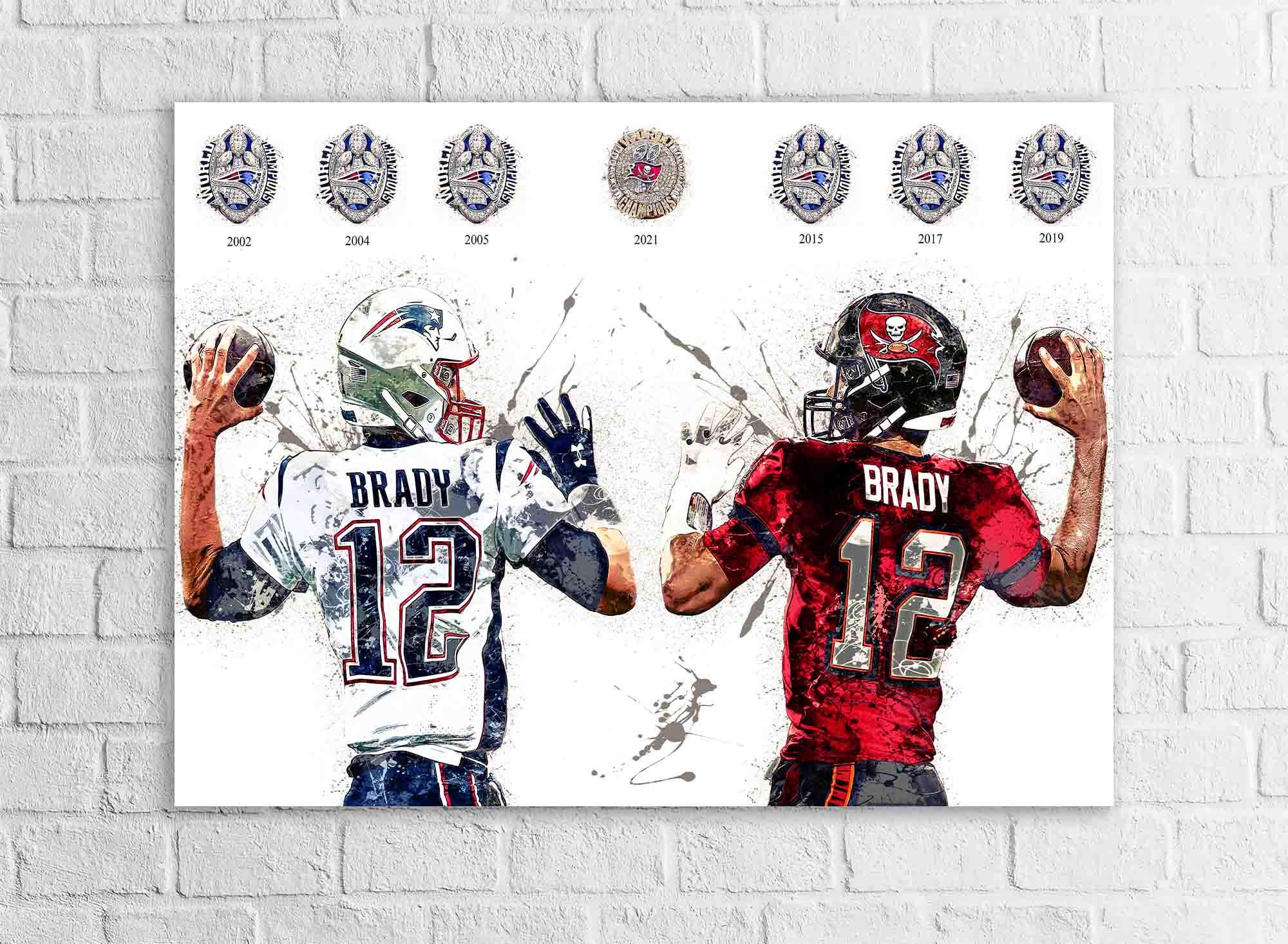 Tom Brady Poster, Tribute, New England Patriots, Tampa Bay Buccaneers Gallery Canvas Wrap, Premium Poster, Man Cave, Kids room, Dorm Room