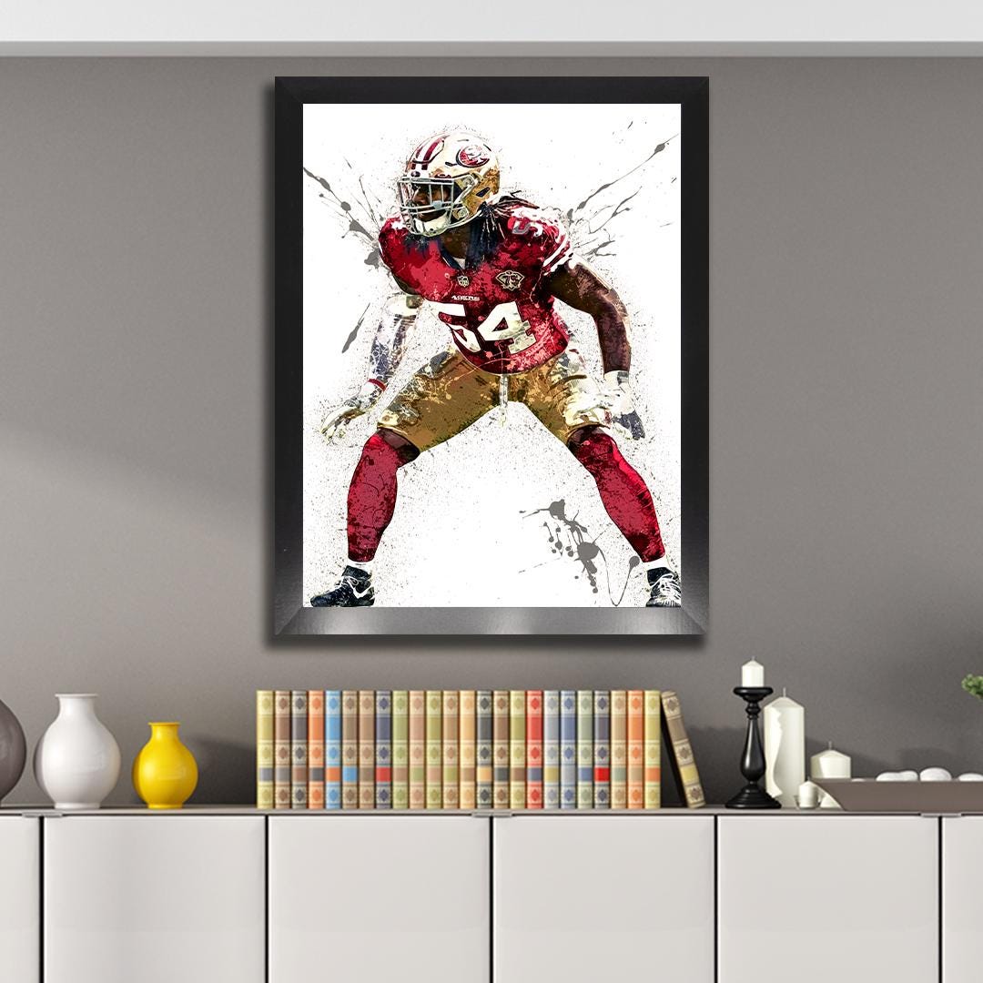 Fred Warner, San Francisco 49ers, Gallery Canvas Wrap or Museum-Quality Poster, Fine Art, Wall Decor for Man Cave, Kids room, Dorm
