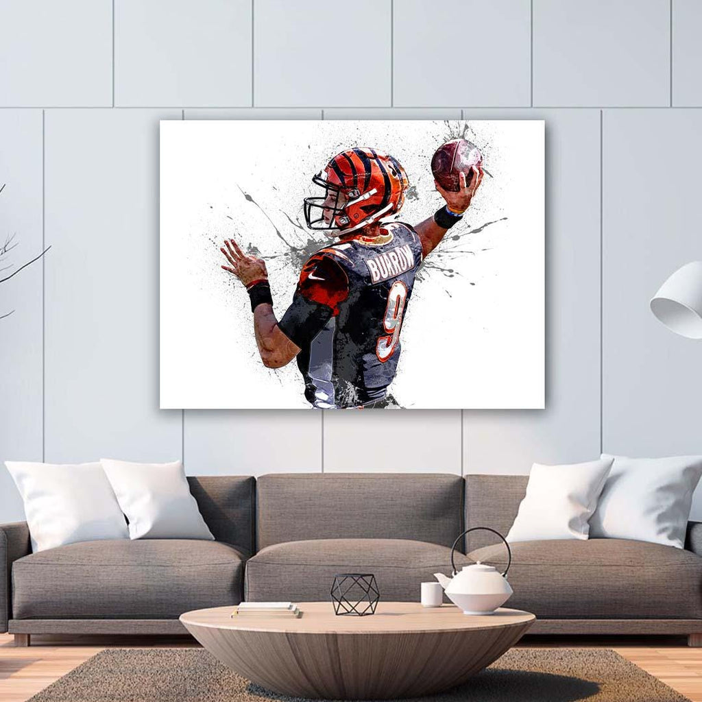 Joe Burrow Poster, Cincinnati Bengals, Gallery Canvas Wrap or Museum-Quality Poster, Fine Art, Man Cave, Kids room, Office