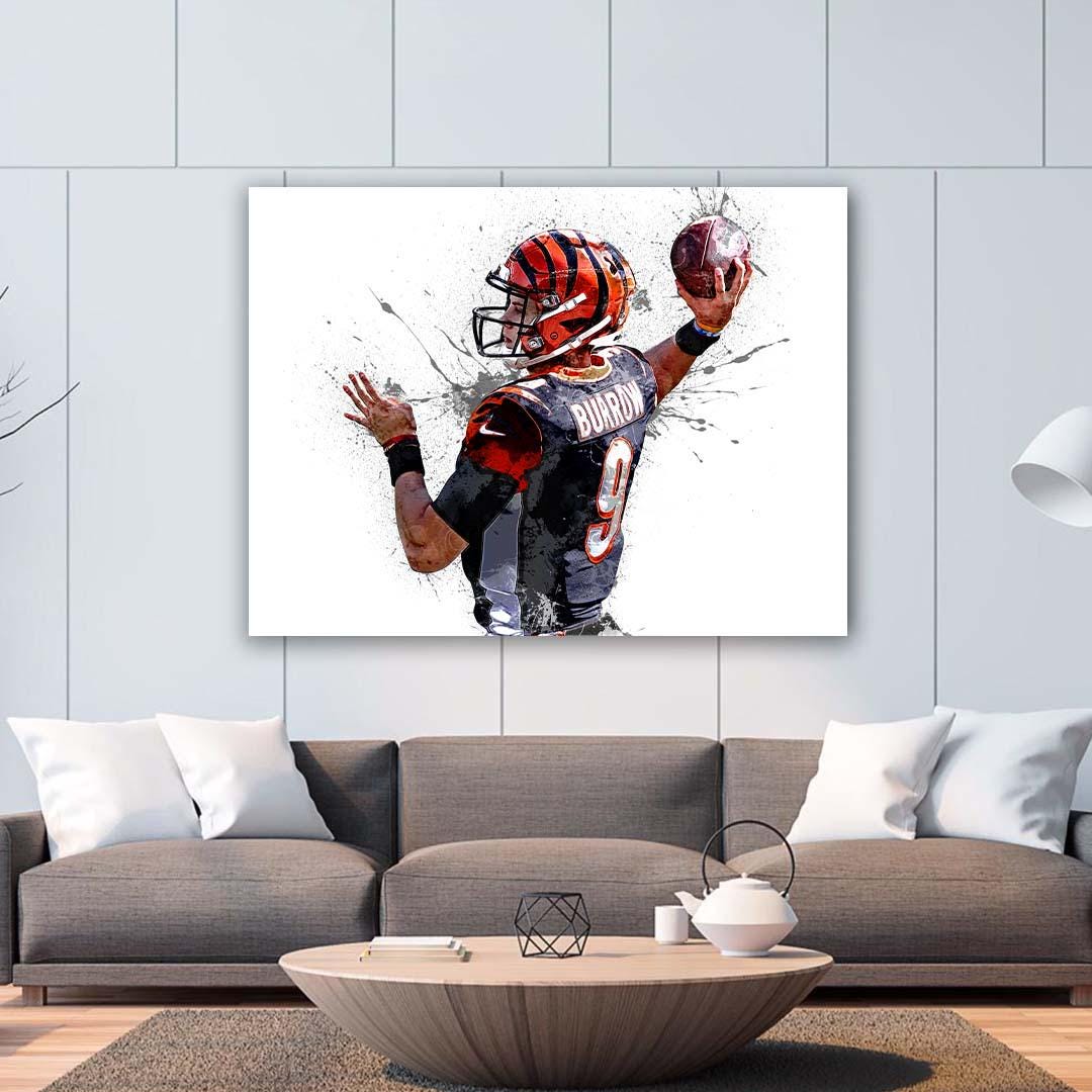 Joe Burrow Poster, Cincinnati Bengals, Gallery Canvas Wrap or Museum-Quality Poster, Fine Art, Man Cave, Kids room, Office