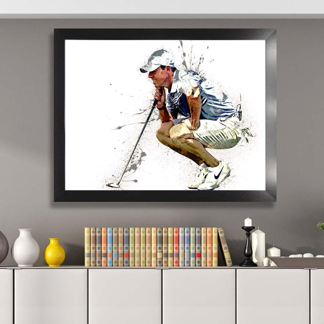 Rory McIlroy Poster, PGA, Gallery Canvas Wrap or Museum-Quality Poster, Wall Decor, Man Cave, Kids room, Office