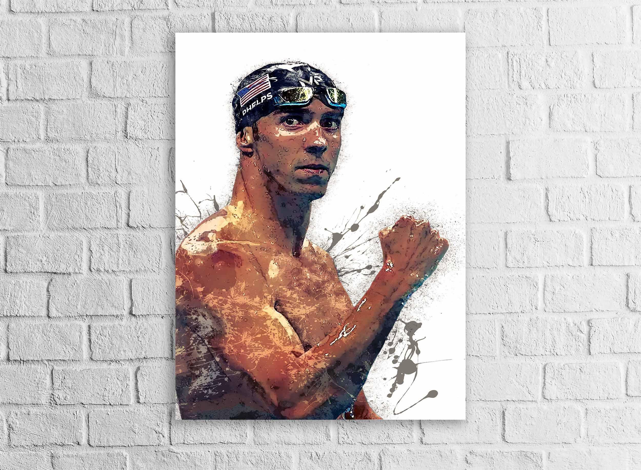 Michael Phelps Poster, Gallery Canvas Wrap, Fine Art Quality, Man Cave, Kids room, Office