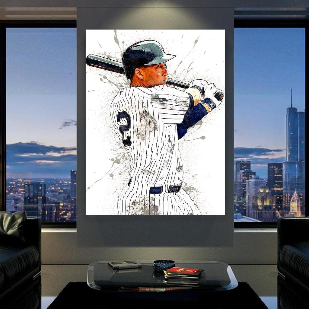 Derek Jeter NY Yankees Poster, Canvas Wrap: Museum-Quality Fine Art Print