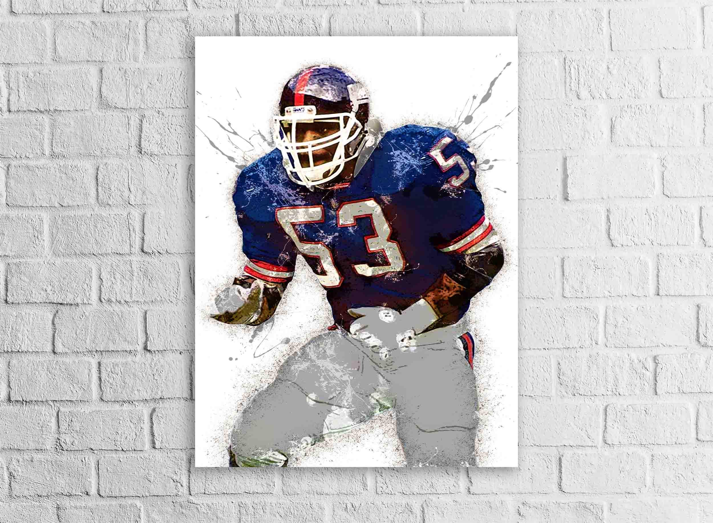 Harry Carson Poster, New York Giants, Gallery Canvas Wrap or Museum-Quality Poster, Fine Art, Wall Decor for Man Cave, Kids room