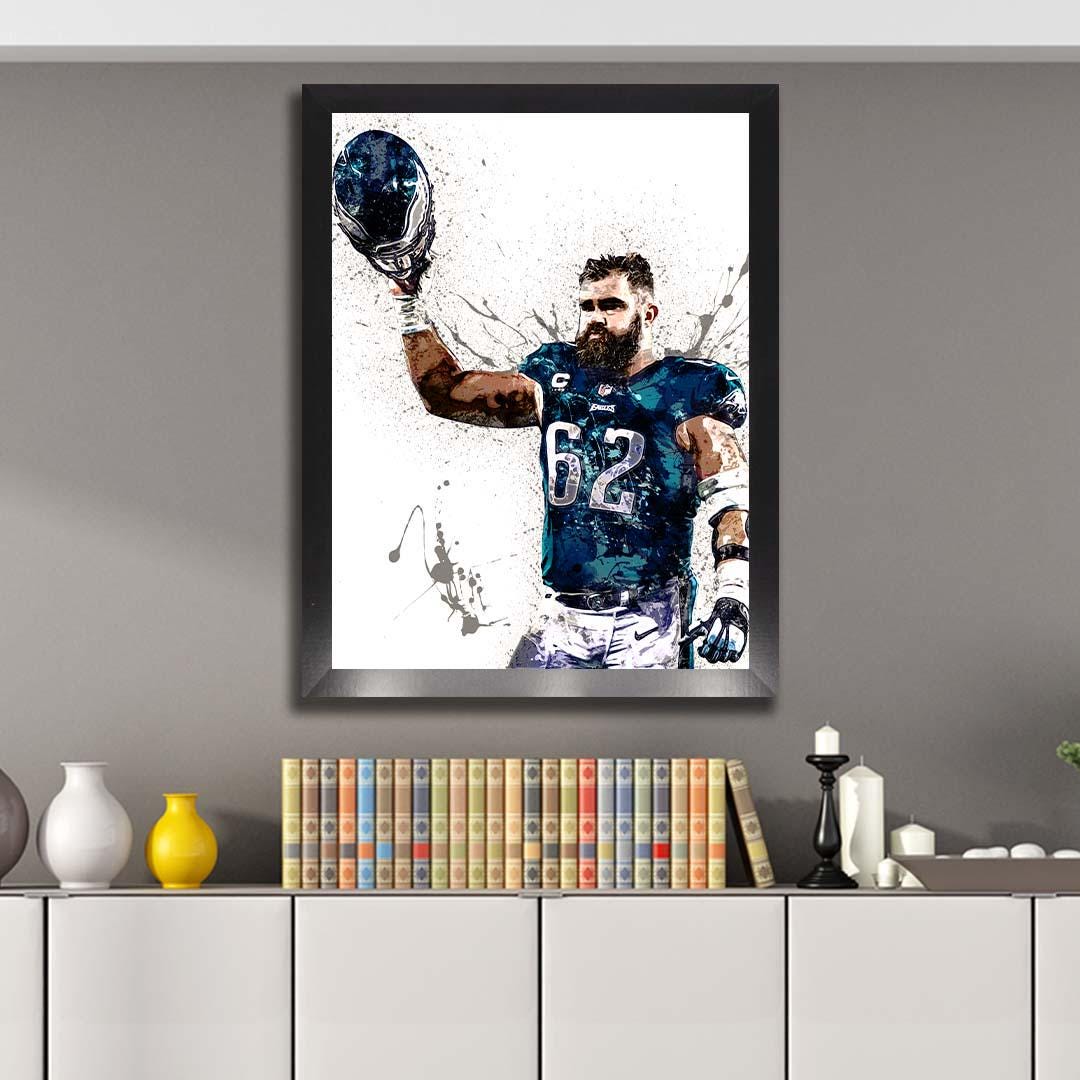Jason Kelce, Farewell, Philadelphia Eagles, Canvas Wrap or Museum-Quality Poster, Fine Art, Wall Decor for Man Cave, Kids room