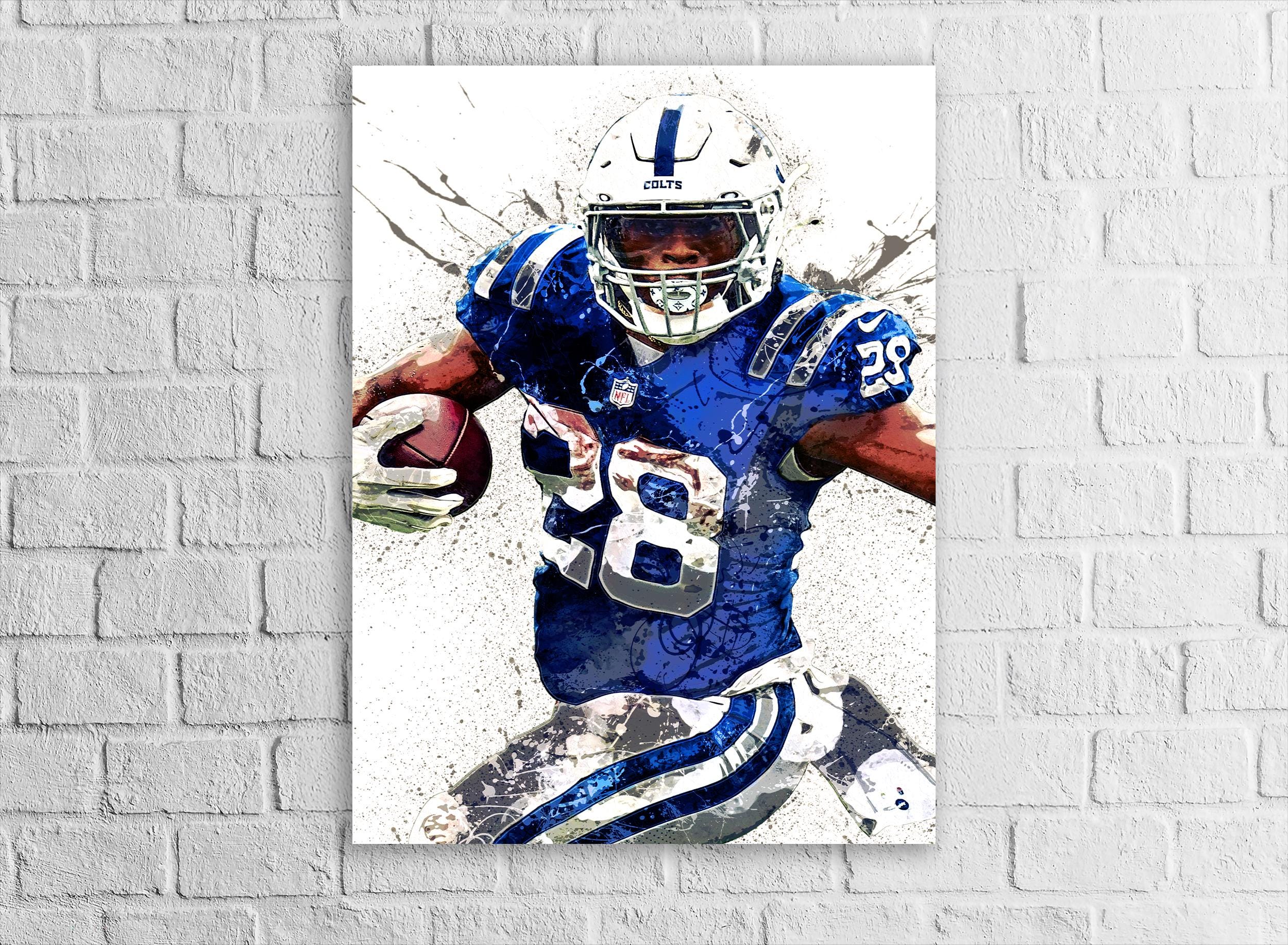 Jonathan Taylor Colts Poster: Indianapolis Football Art, Man Cave Decor